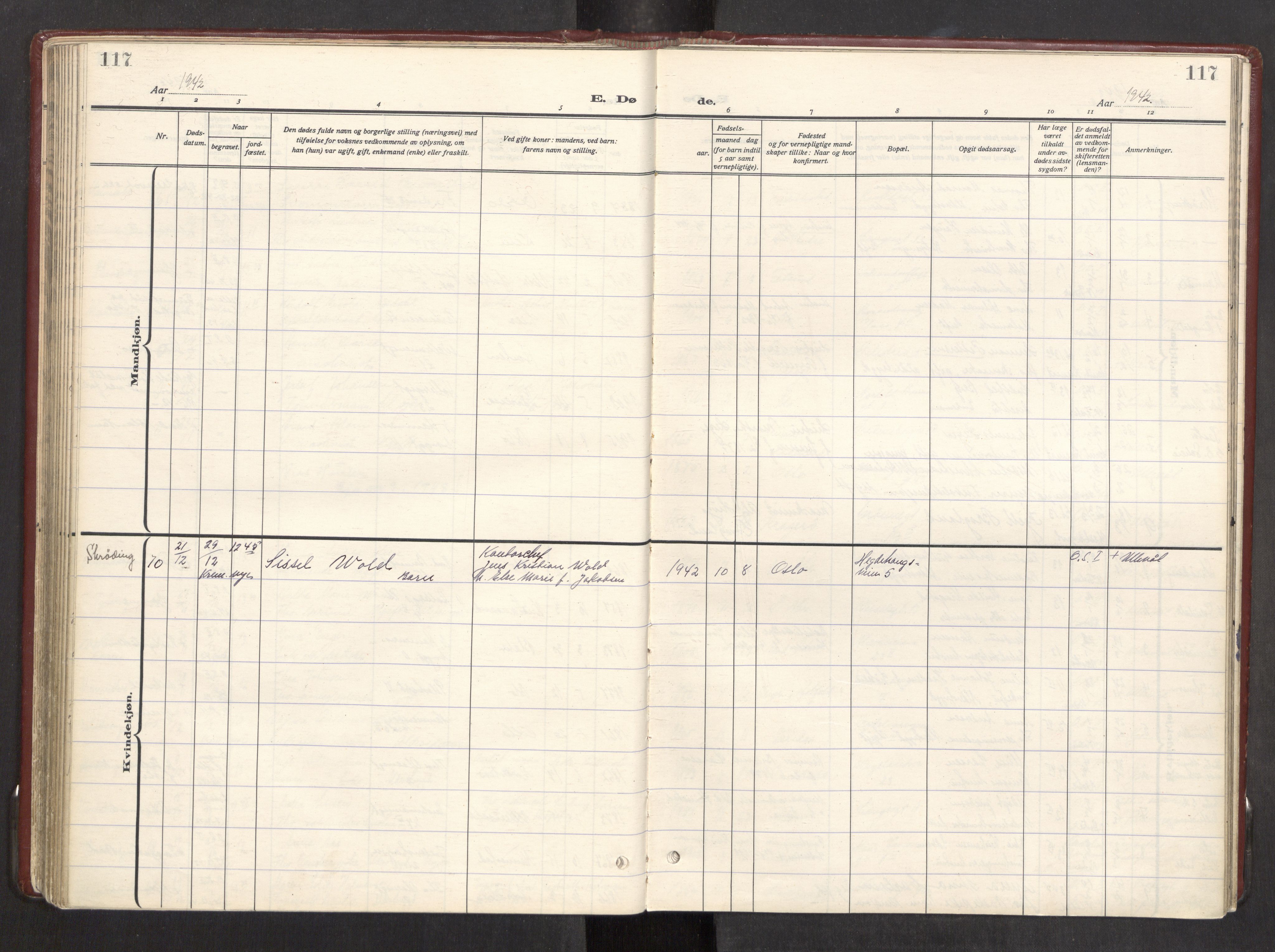 Trefoldighet prestekontor Kirkebøker, AV/SAO-A-10882/F/Fd/L0006: Parish register (official) no. IV 6, 1929-1957, p. 117