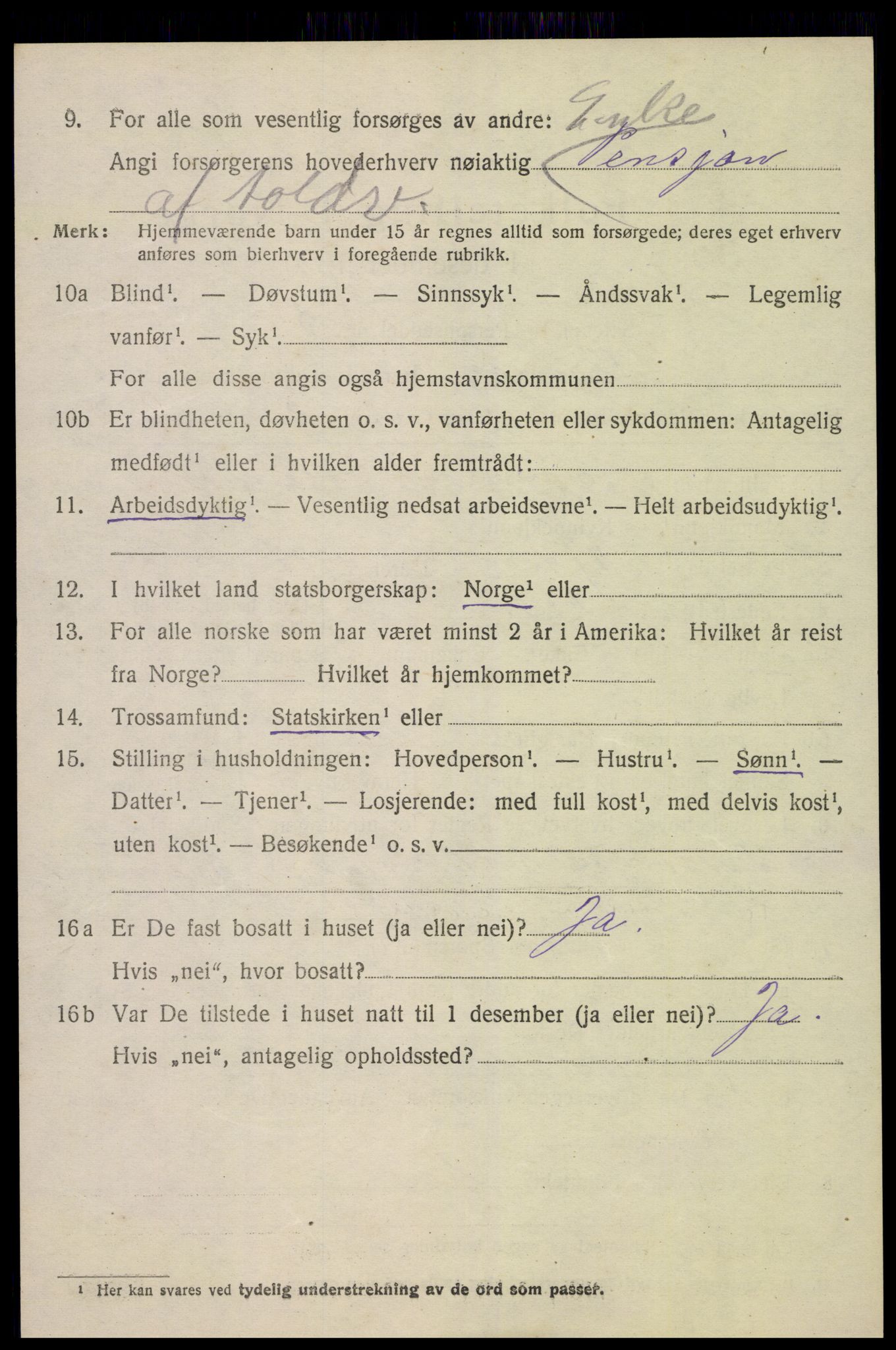 SAK, 1920 census for Tromøy, 1920, p. 1286