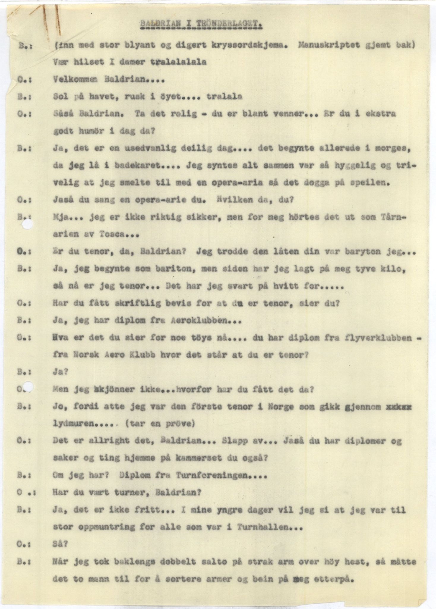 Otto Nielsen, TRKO/PA-1176/F/L0005/0007: Revytekster og viser / Baldrian i Trønderlaget