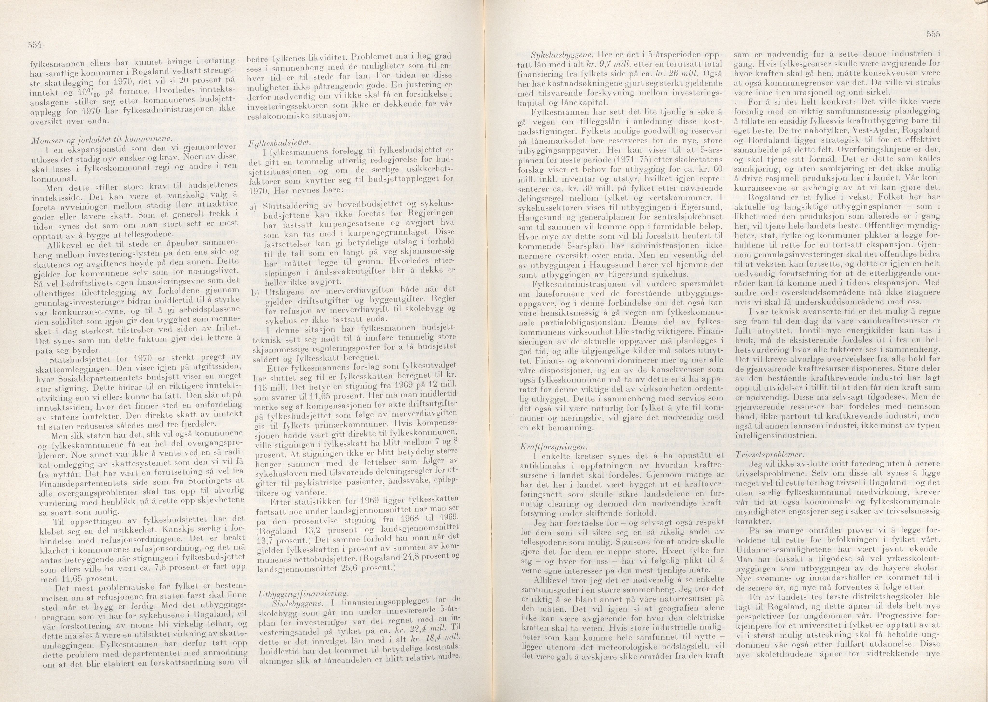 Rogaland fylkeskommune - Fylkesrådmannen , IKAR/A-900/A/Aa/Aaa/L0089: Møtebok , 1969, p. 554-555