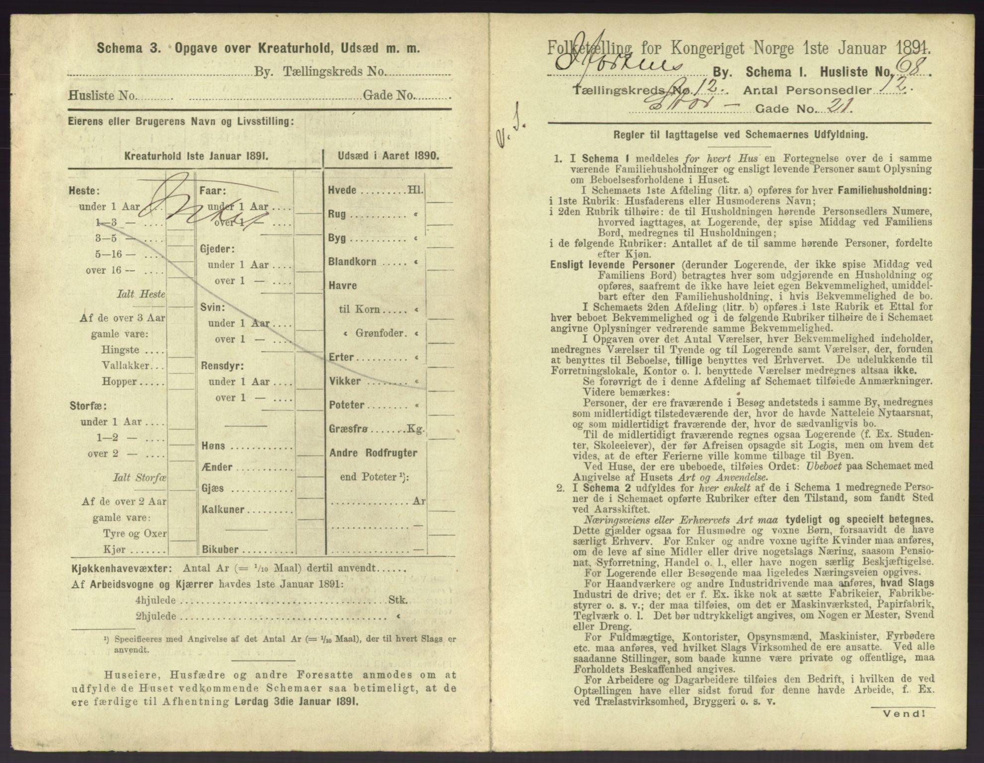 RA, 1891 census for 0703 Horten, 1891, p. 1491