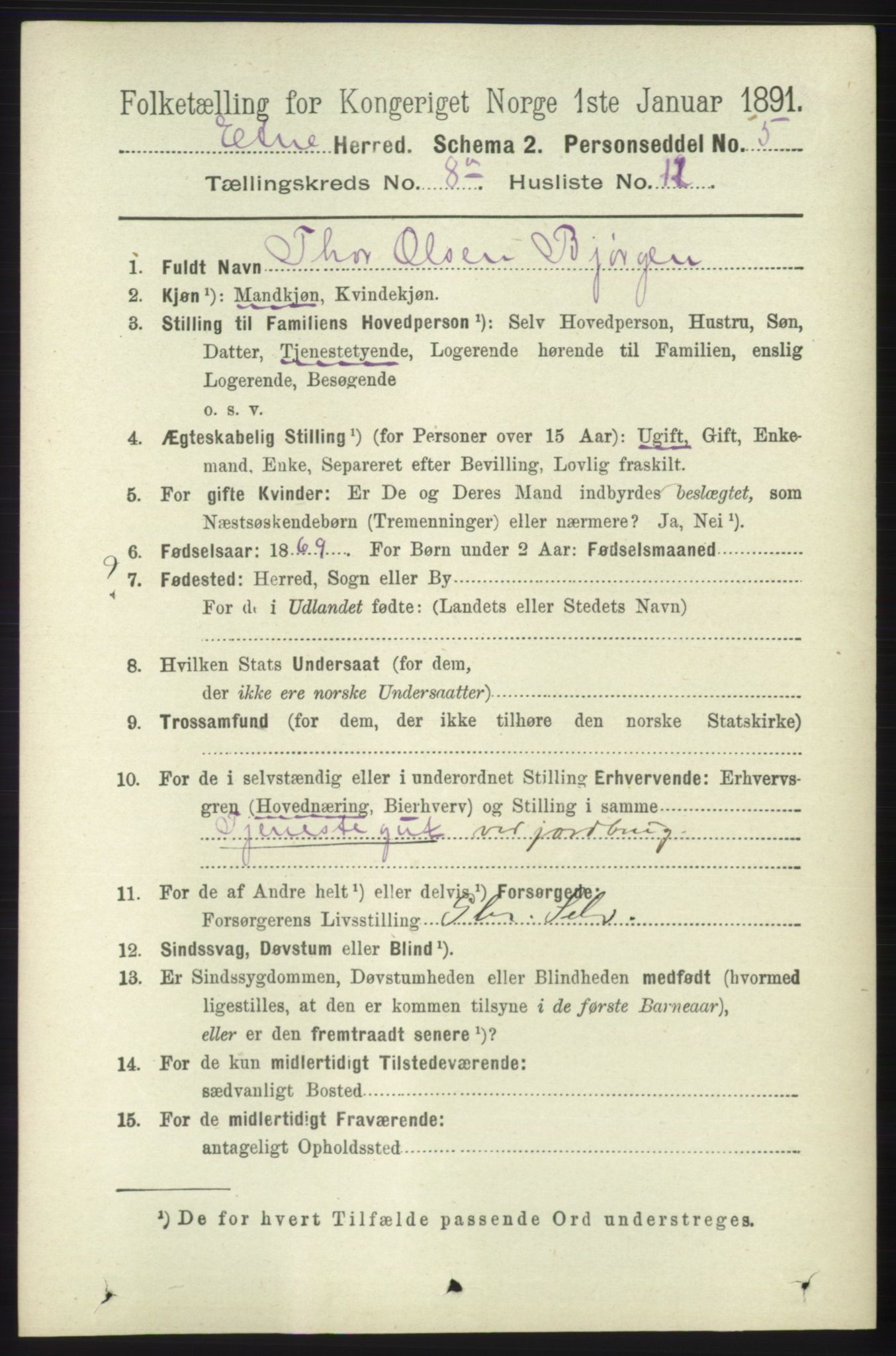 RA, 1891 census for 1211 Etne, 1891, p. 1589