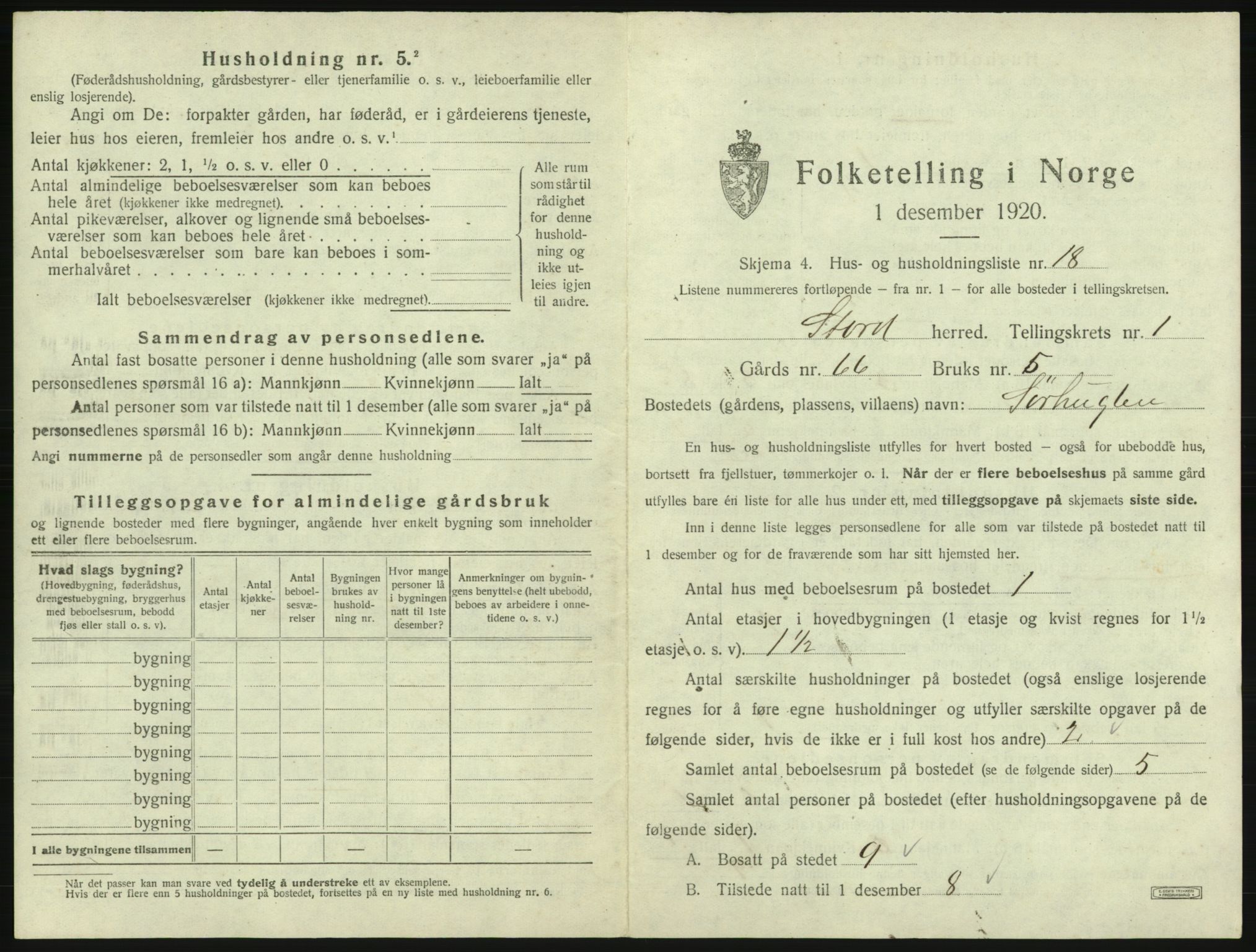 SAB, 1920 census for Stord, 1920, p. 89