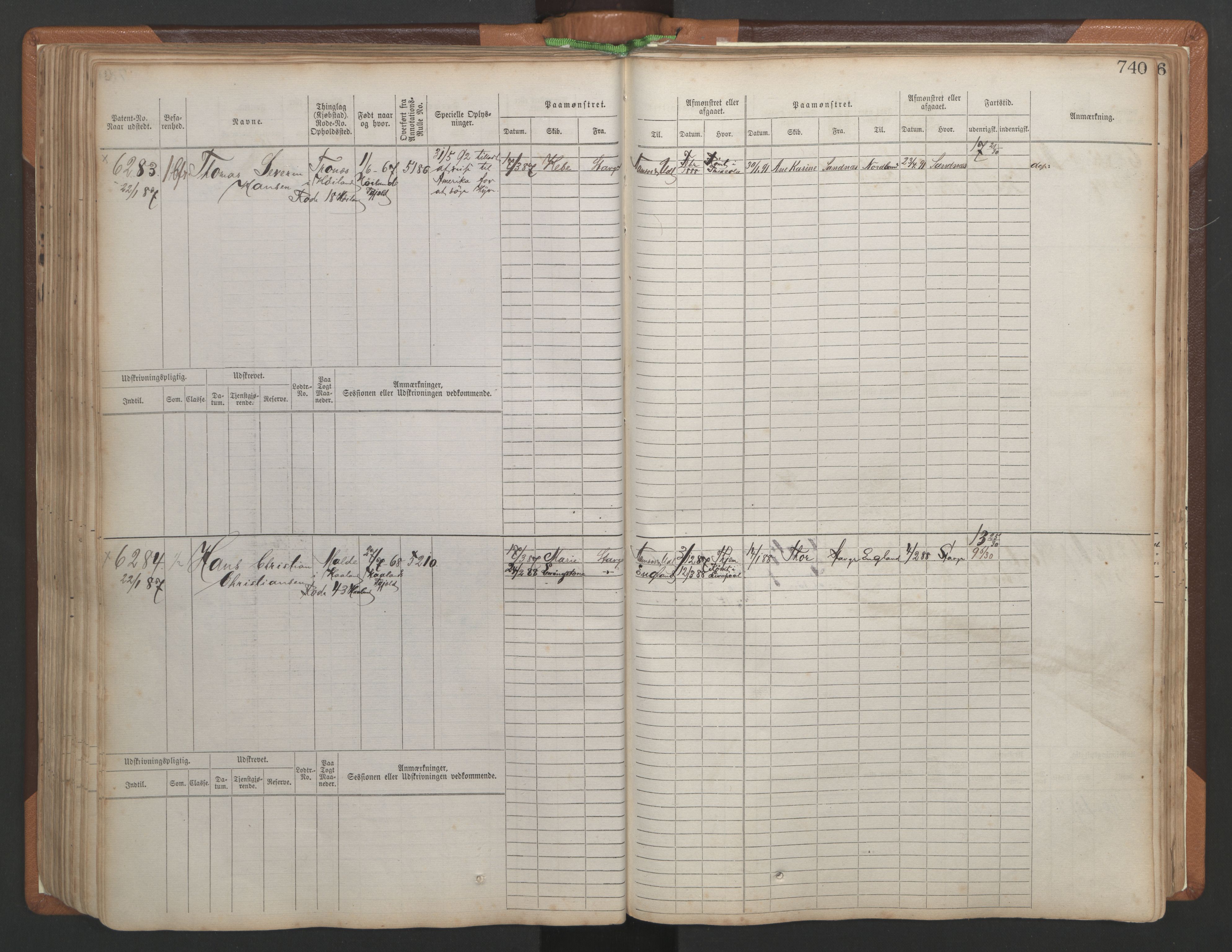 Stavanger sjømannskontor, AV/SAST-A-102006/F/Fb/Fbb/L0010: Sjøfartshovedrulle, patentnr. 6007-6606 (del 1), 1887-1896, p. 144