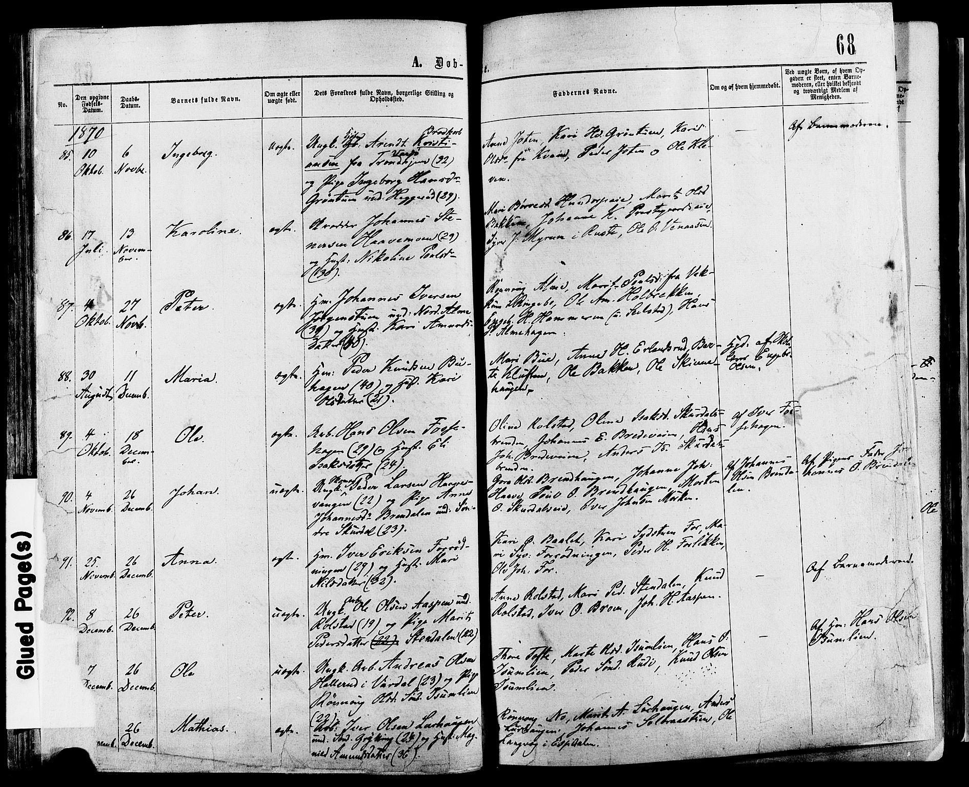 Sør-Fron prestekontor, AV/SAH-PREST-010/H/Ha/Haa/L0002: Parish register (official) no. 2, 1864-1880, p. 68