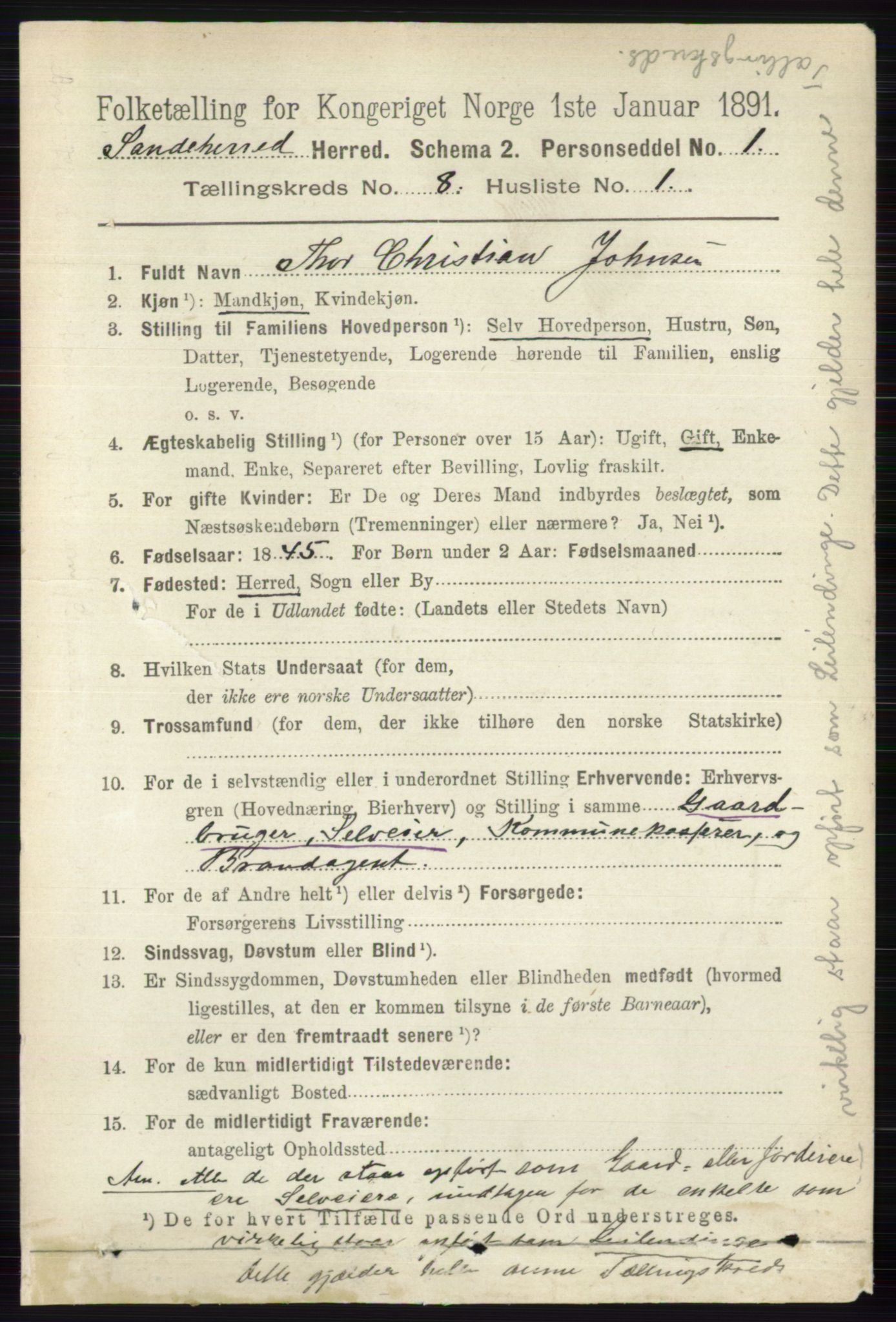 RA, 1891 census for 0724 Sandeherred, 1891, p. 4828