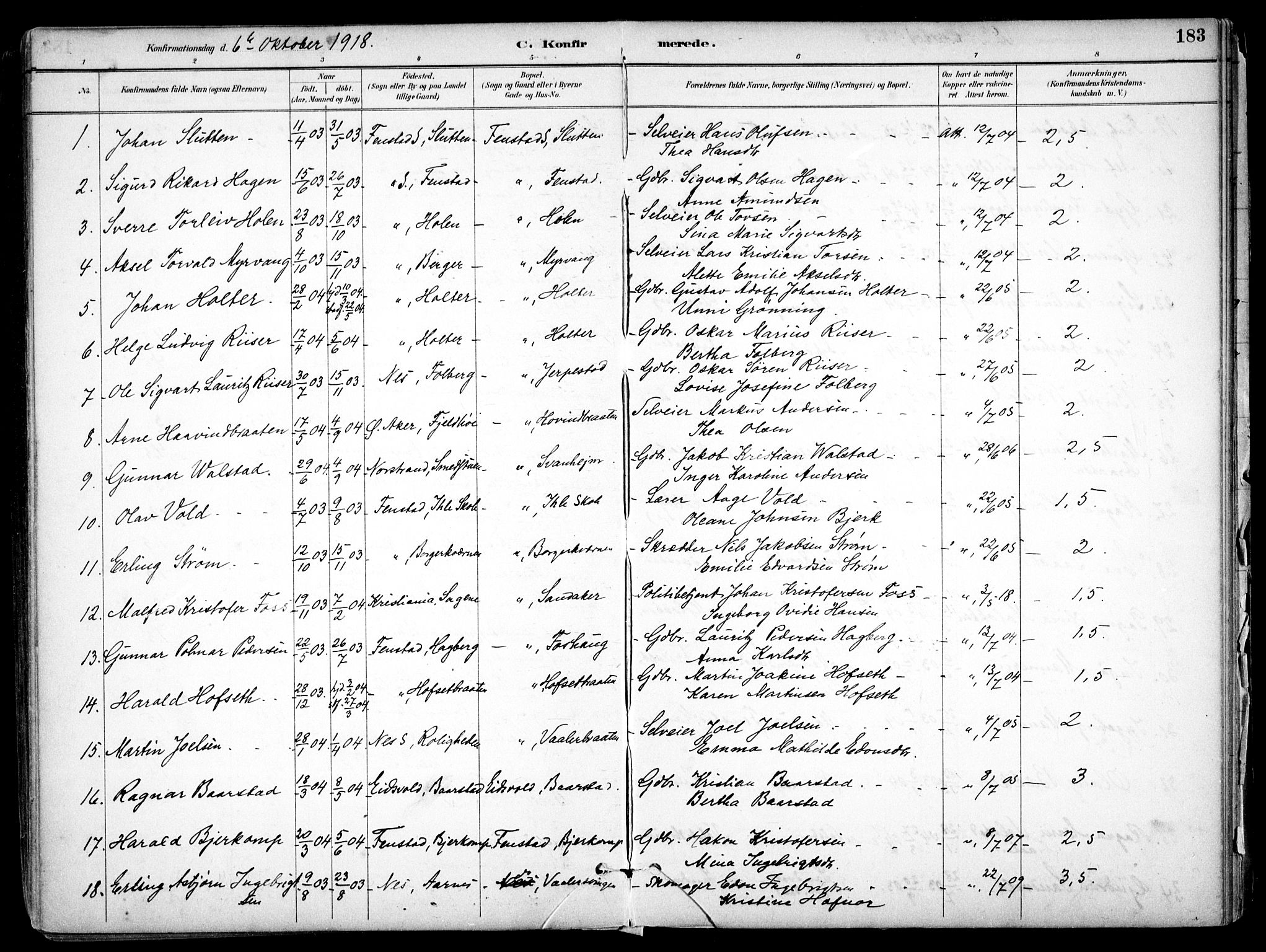 Nes prestekontor Kirkebøker, SAO/A-10410/F/Fb/L0002: Parish register (official) no. II 2, 1883-1918, p. 183