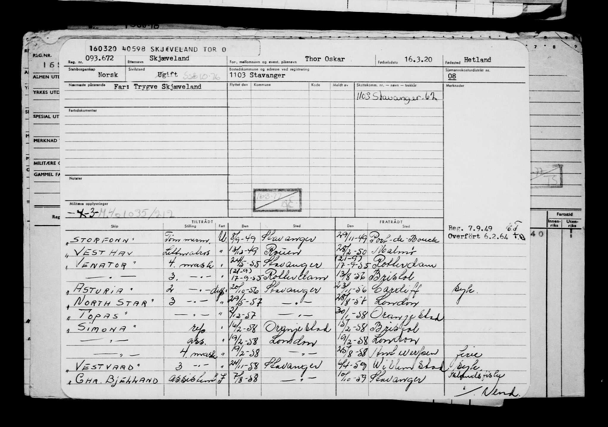 Direktoratet for sjømenn, RA/S-3545/G/Gb/L0178: Hovedkort, 1920, p. 343