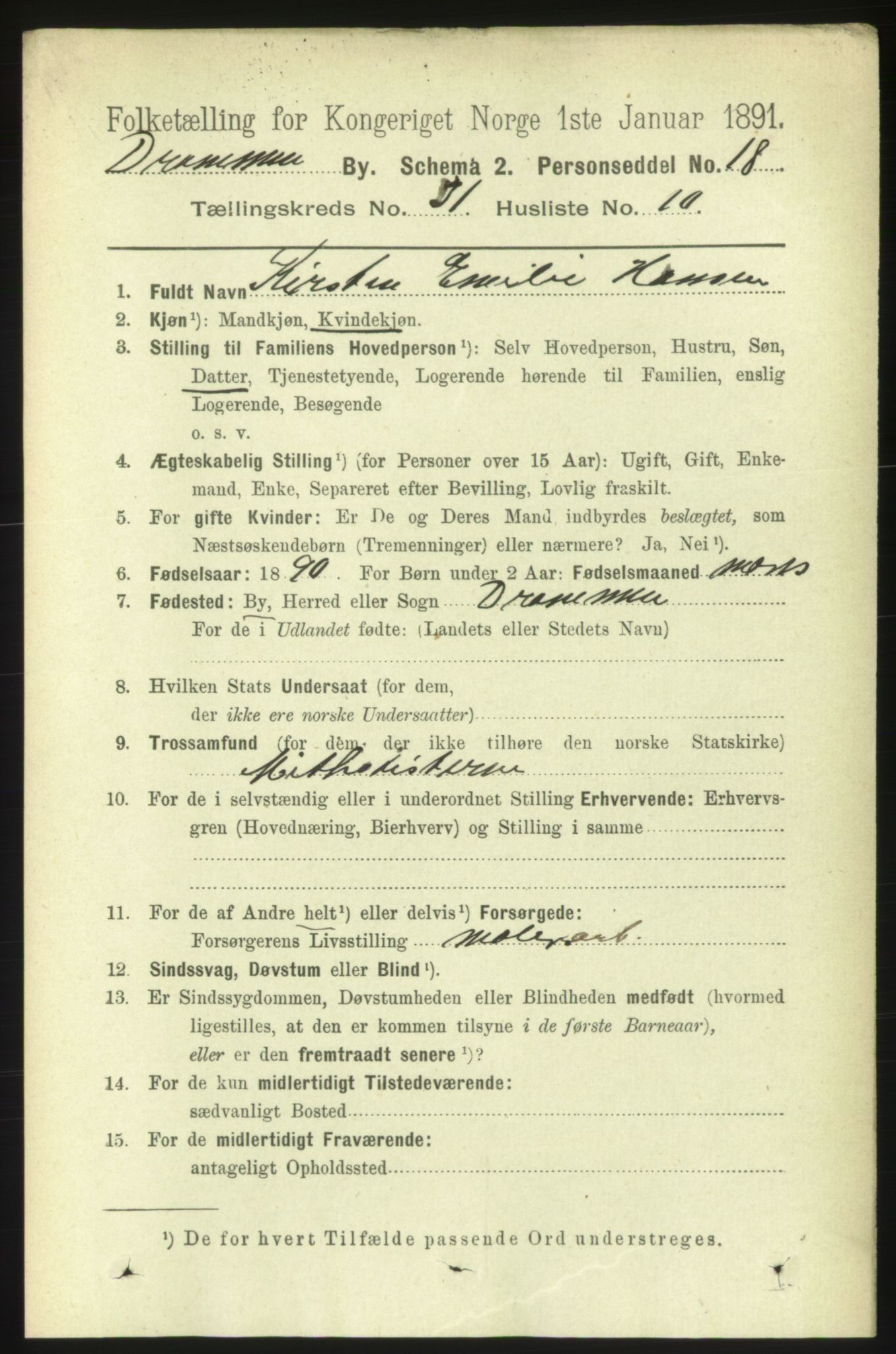 RA, 1891 census for 0602 Drammen, 1891, p. 18786