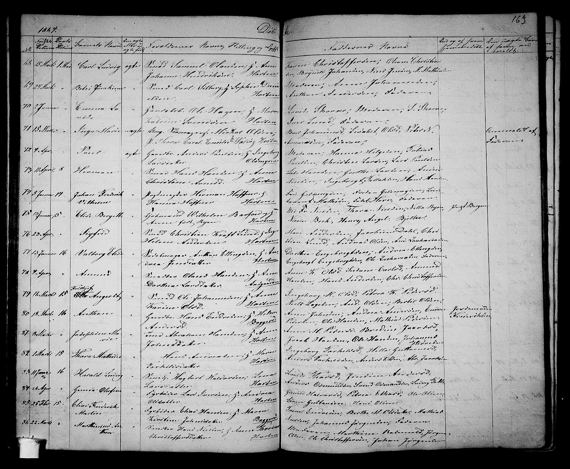 Borre kirkebøker, SAKO/A-338/G/Ga/L0002: Parish register (copy) no. I 2, 1852-1871, p. 163