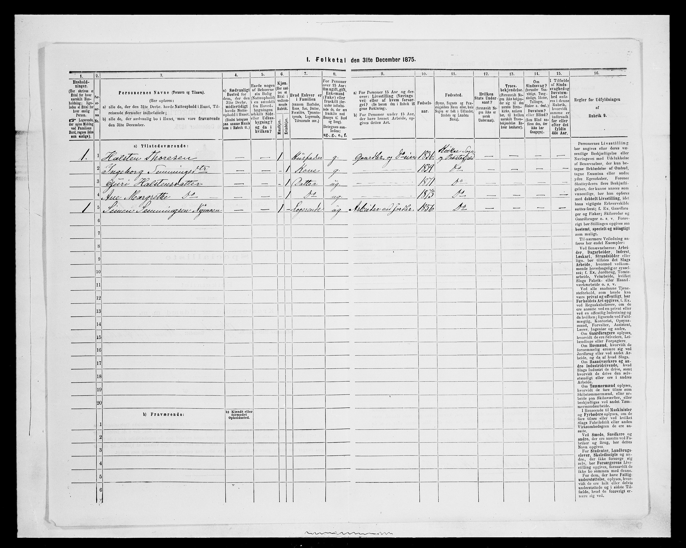 SAH, 1875 census for 0440P Kvikne, 1875, p. 130