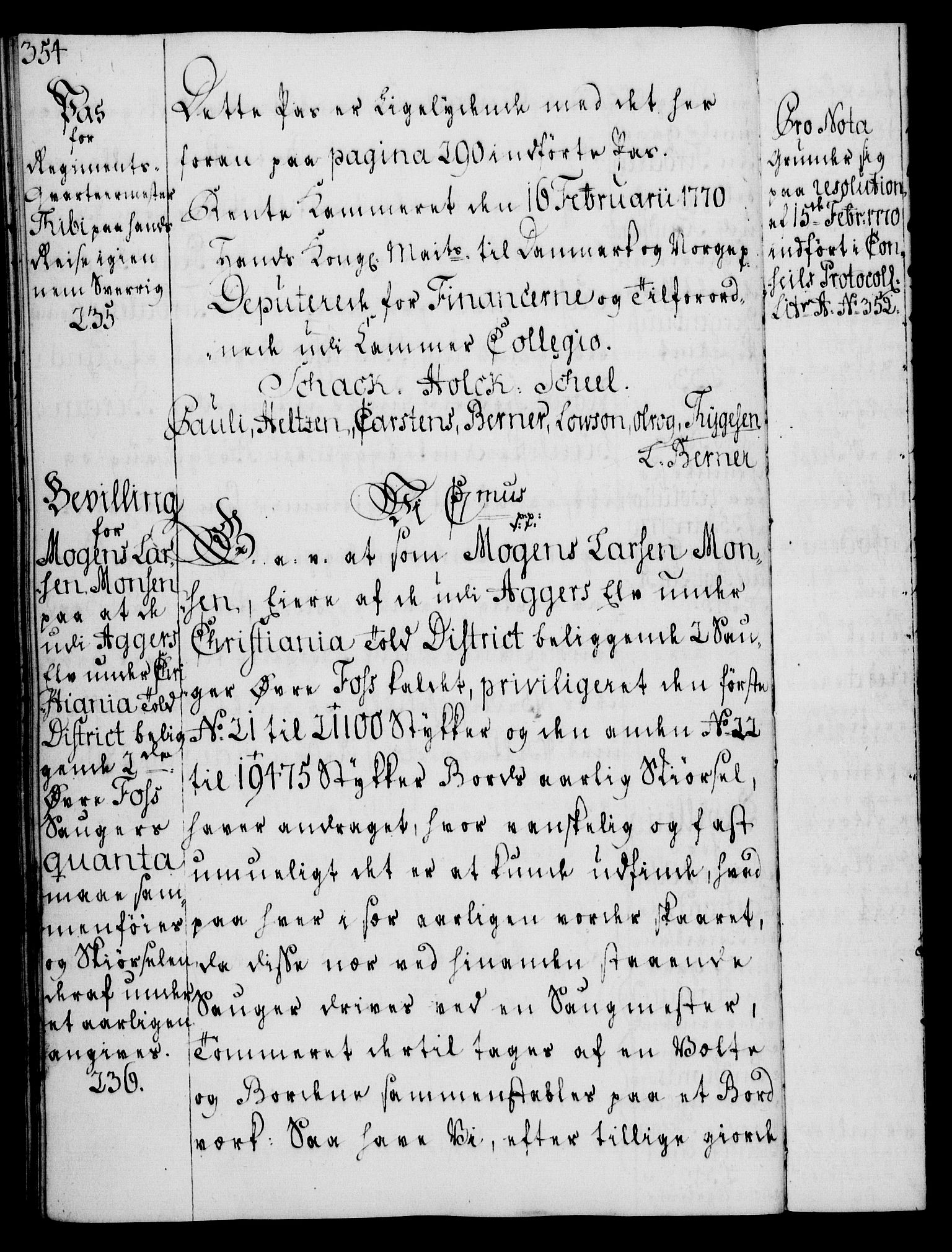 Rentekammeret, Kammerkanselliet, AV/RA-EA-3111/G/Gg/Gga/L0008: Norsk ekspedisjonsprotokoll med register (merket RK 53.8), 1768-1771, p. 354