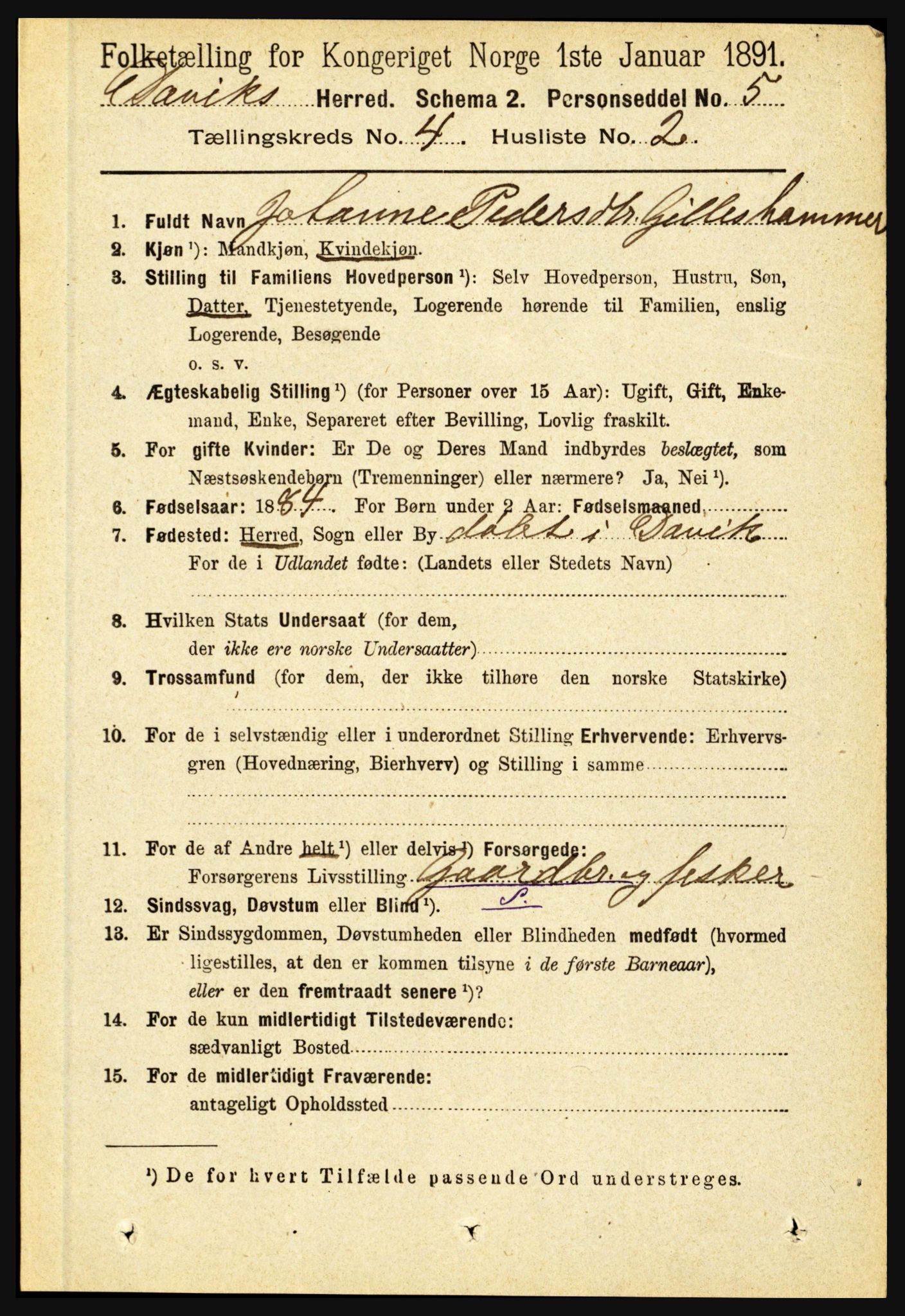 RA, 1891 census for 1442 Davik, 1891, p. 1350