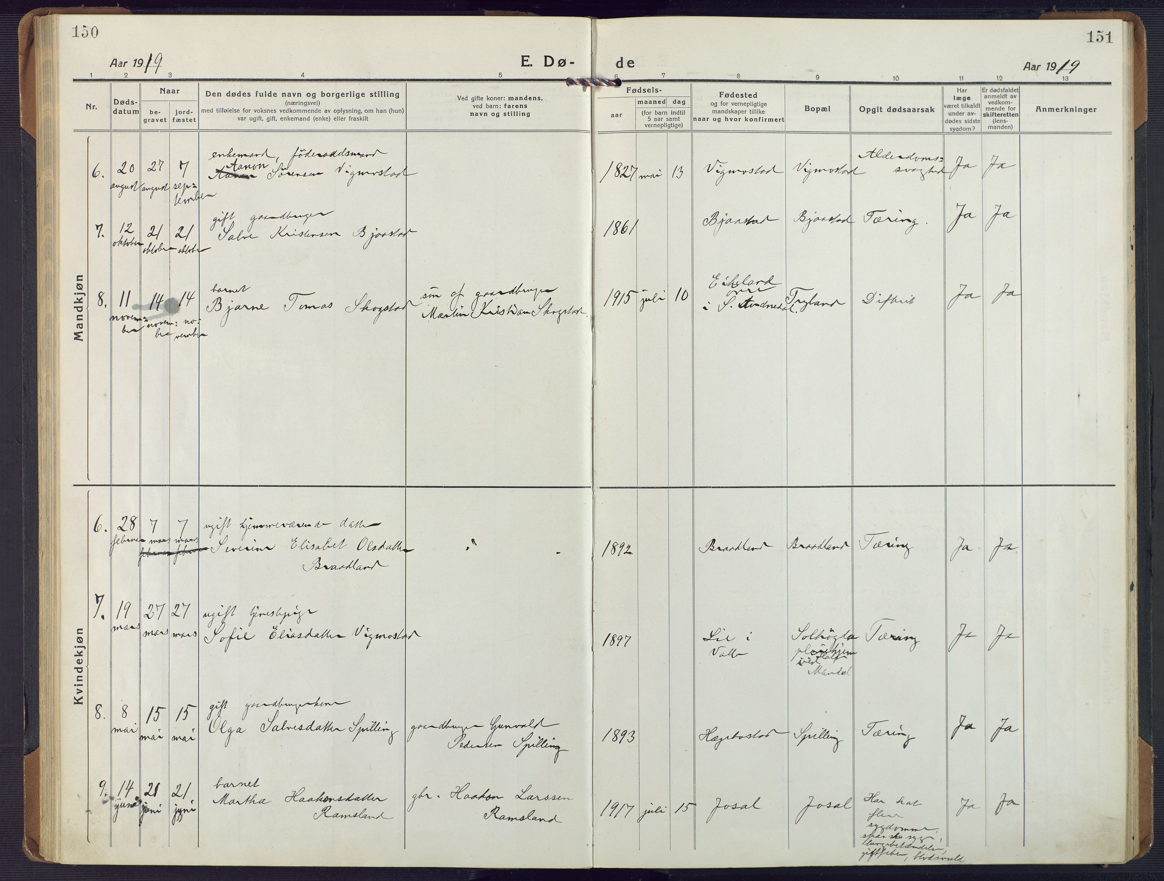 Nord-Audnedal sokneprestkontor, SAK/1111-0032/F/Fa/Fab/L0005: Parish register (official) no. A 5, 1918-1925, p. 150-151