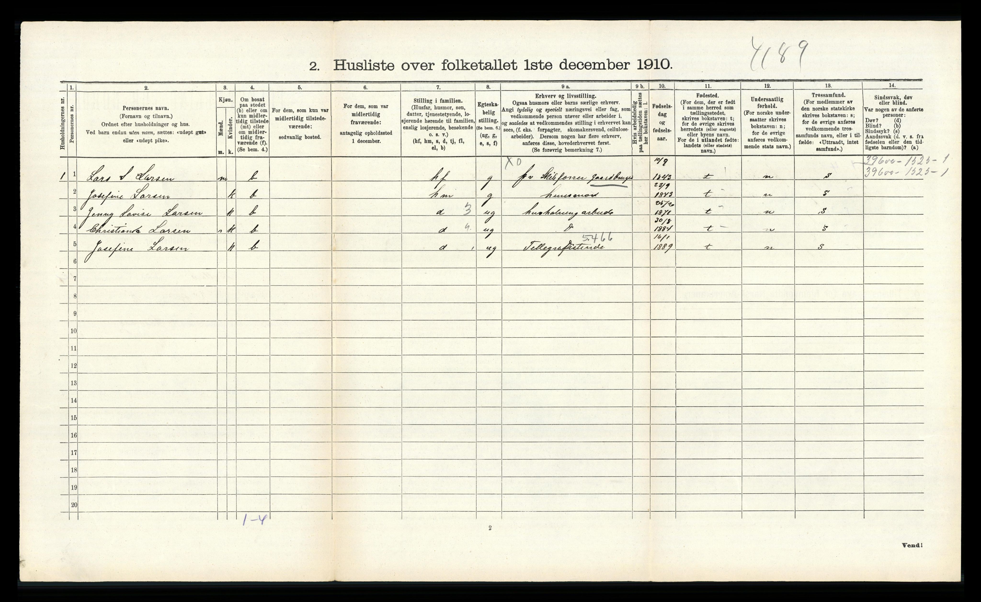 RA, 1910 census for Hidra, 1910, p. 430