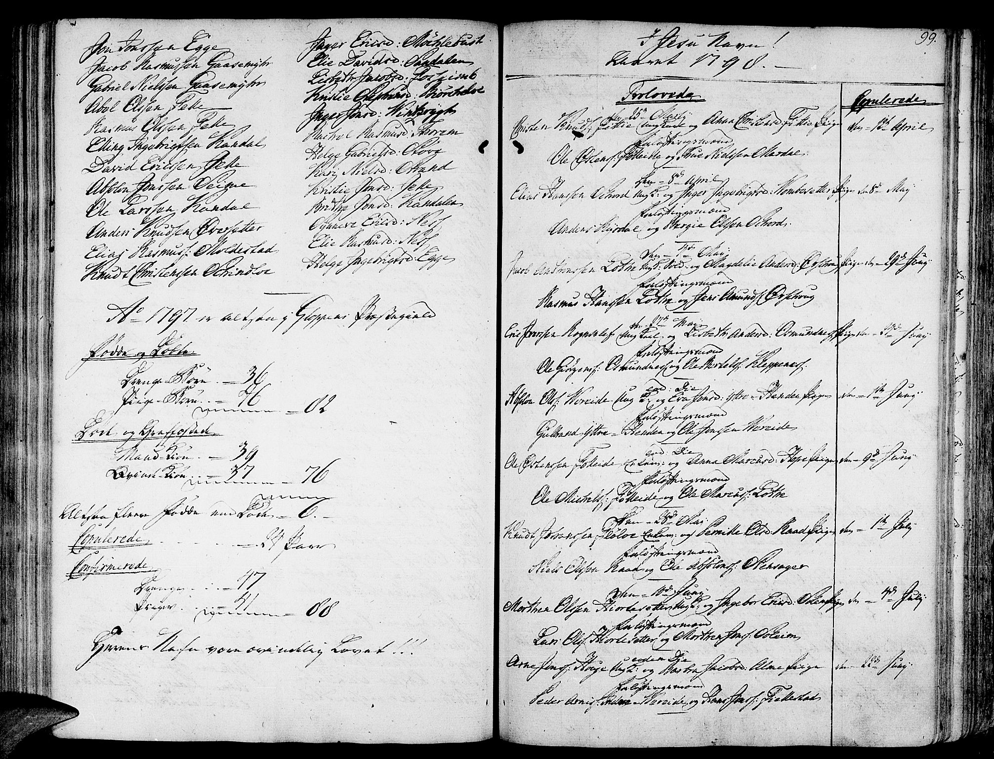 Gloppen sokneprestembete, SAB/A-80101/H/Haa/Haaa/L0005: Parish register (official) no. A 5, 1785-1815, p. 99