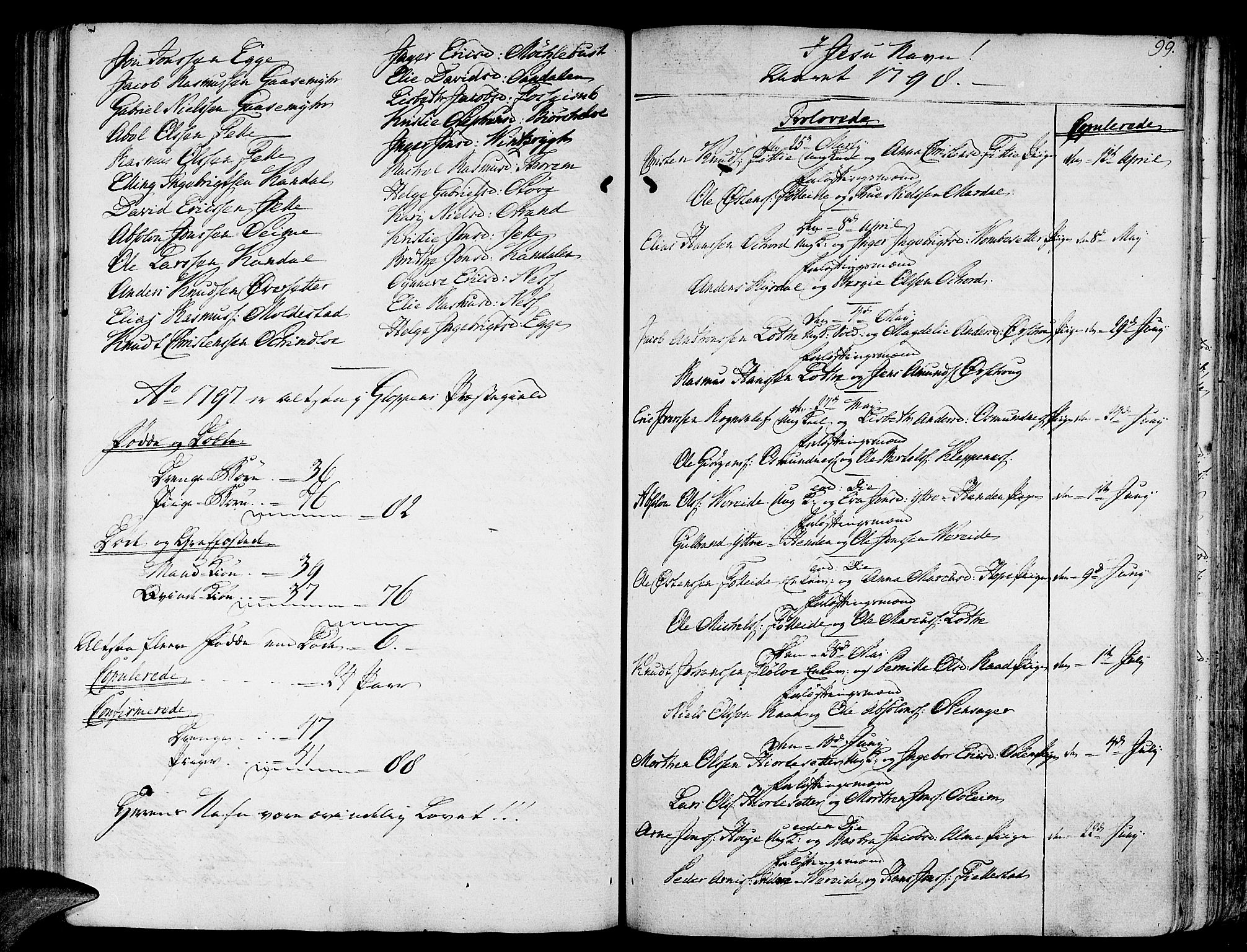 Gloppen sokneprestembete, AV/SAB-A-80101/H/Haa/Haaa/L0005: Parish register (official) no. A 5, 1785-1815, p. 99