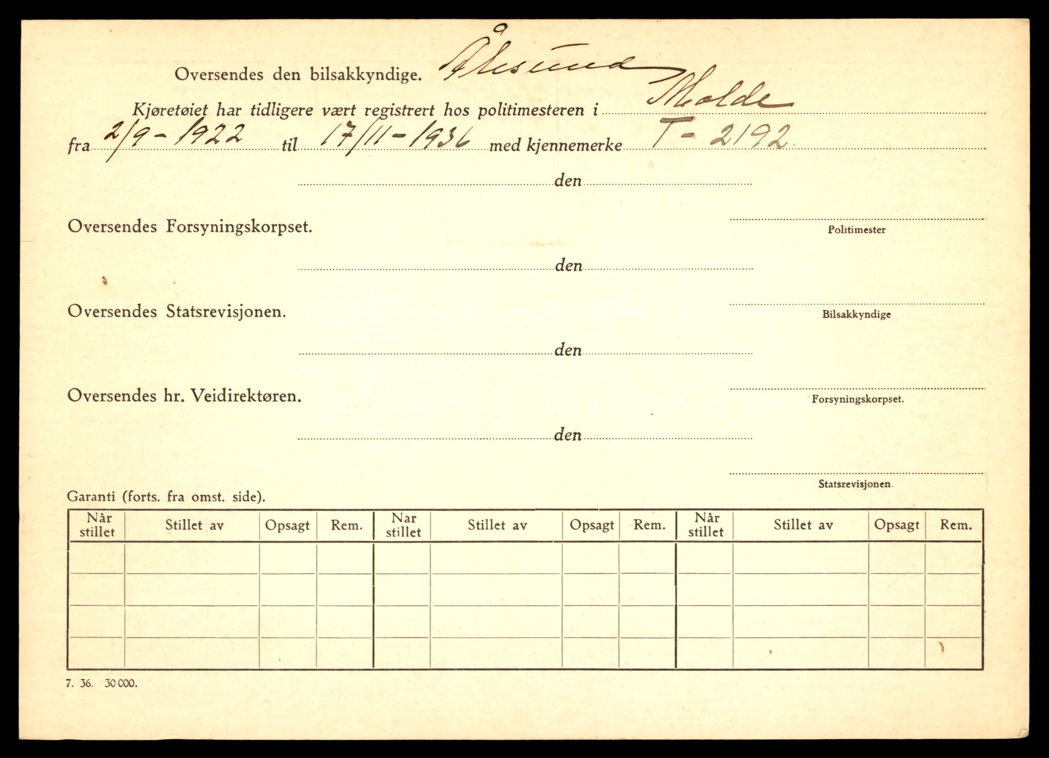 Møre og Romsdal vegkontor - Ålesund trafikkstasjon, SAT/A-4099/F/Fe/L0007: Registreringskort for kjøretøy T 651 - T 746, 1927-1998, p. 340