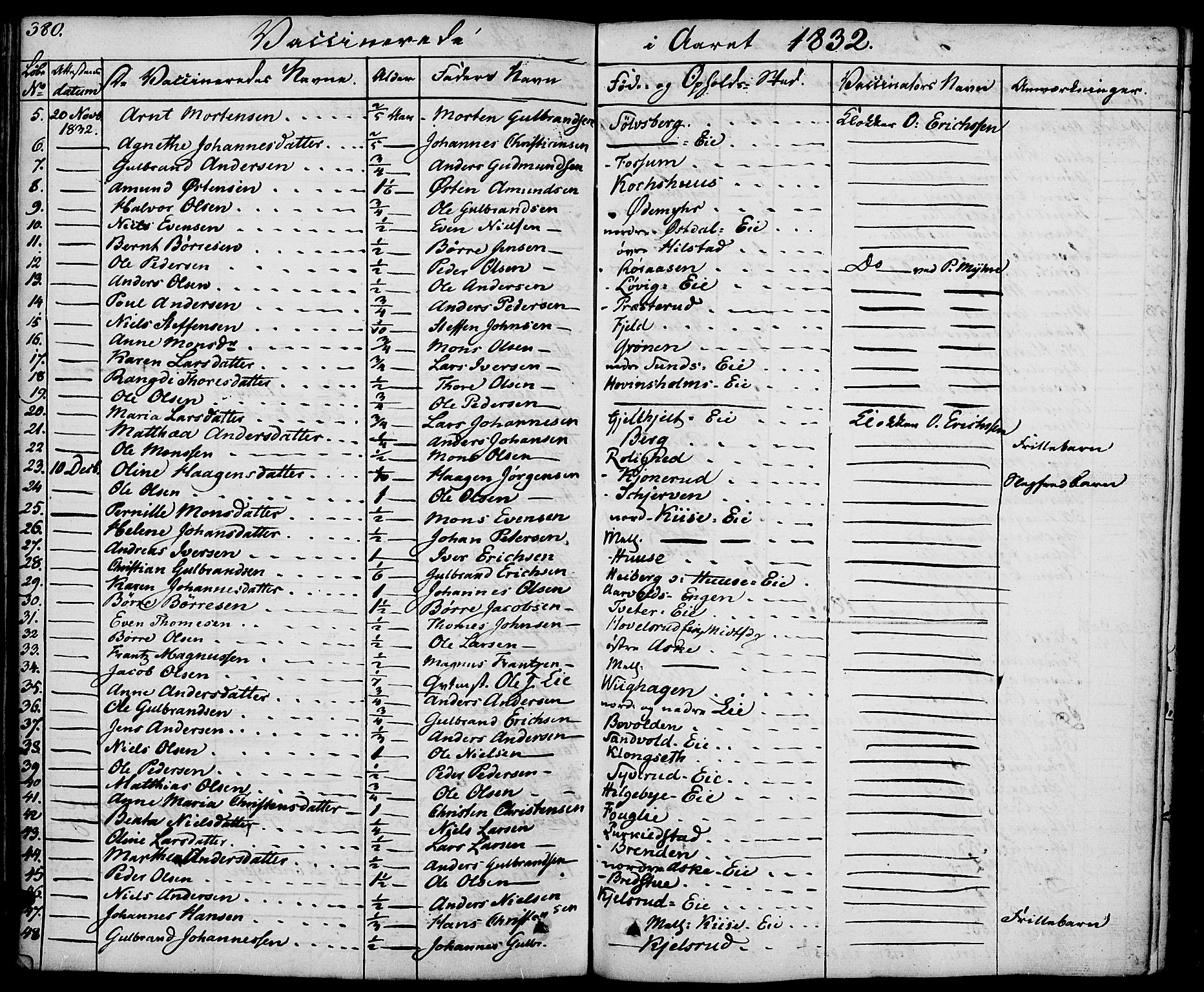 Nes prestekontor, Hedmark, AV/SAH-PREST-020/K/Ka/L0003: Parish register (official) no. 3, 1827-1851, p. 380