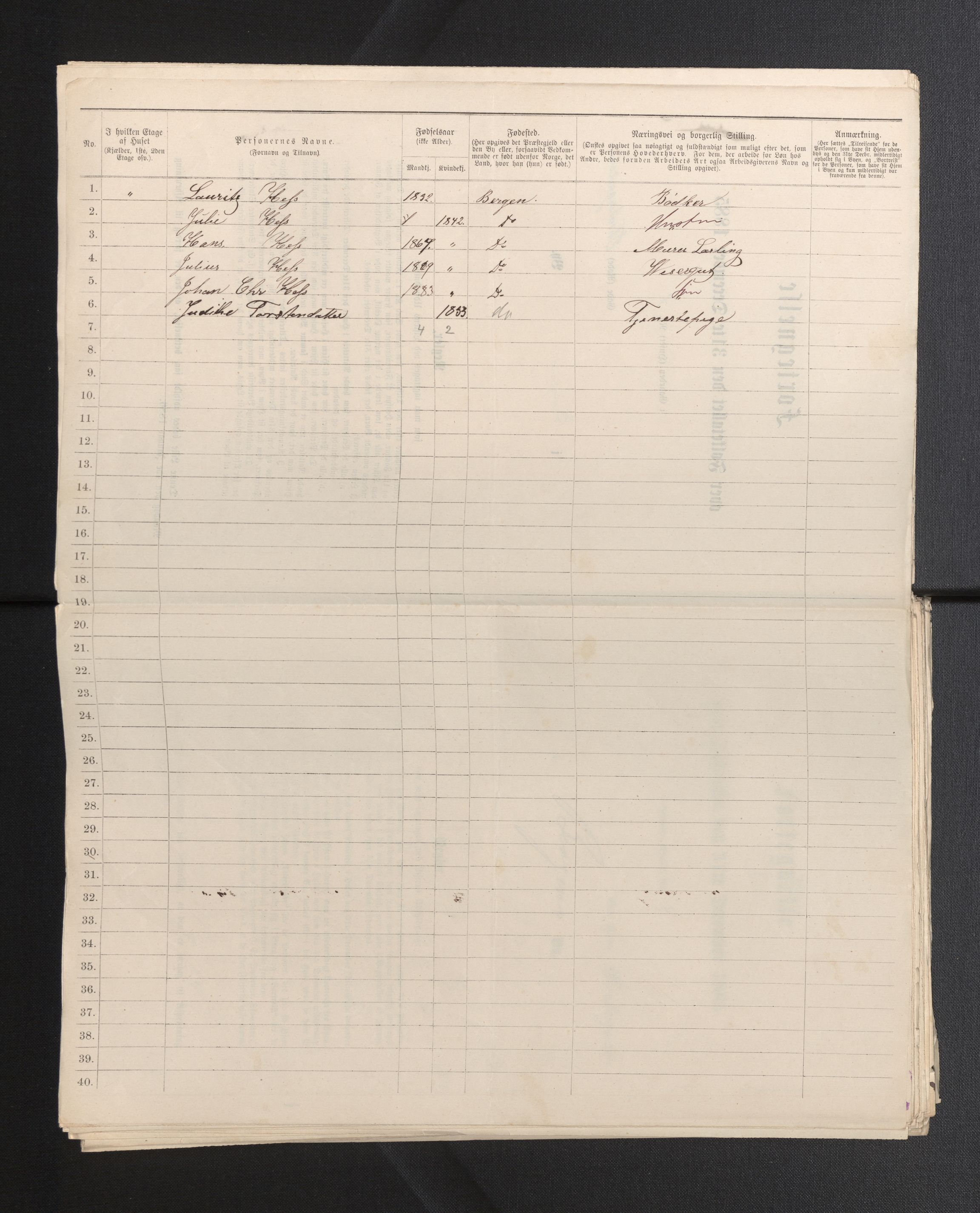 SAB, 1885 census for 1301 Bergen, 1885, p. 7183