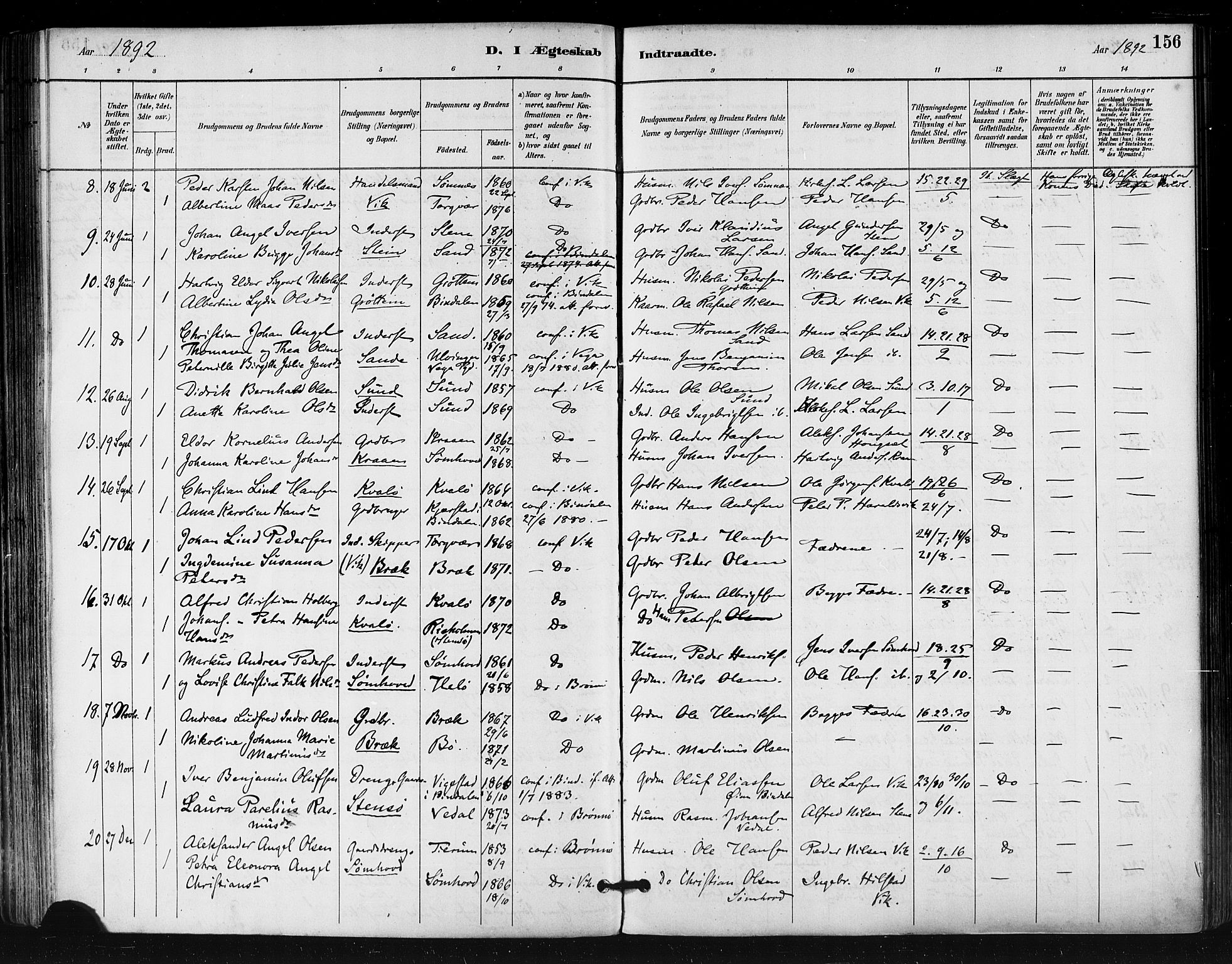 Ministerialprotokoller, klokkerbøker og fødselsregistre - Nordland, AV/SAT-A-1459/812/L0178: Parish register (official) no. 812A07, 1886-1900, p. 156