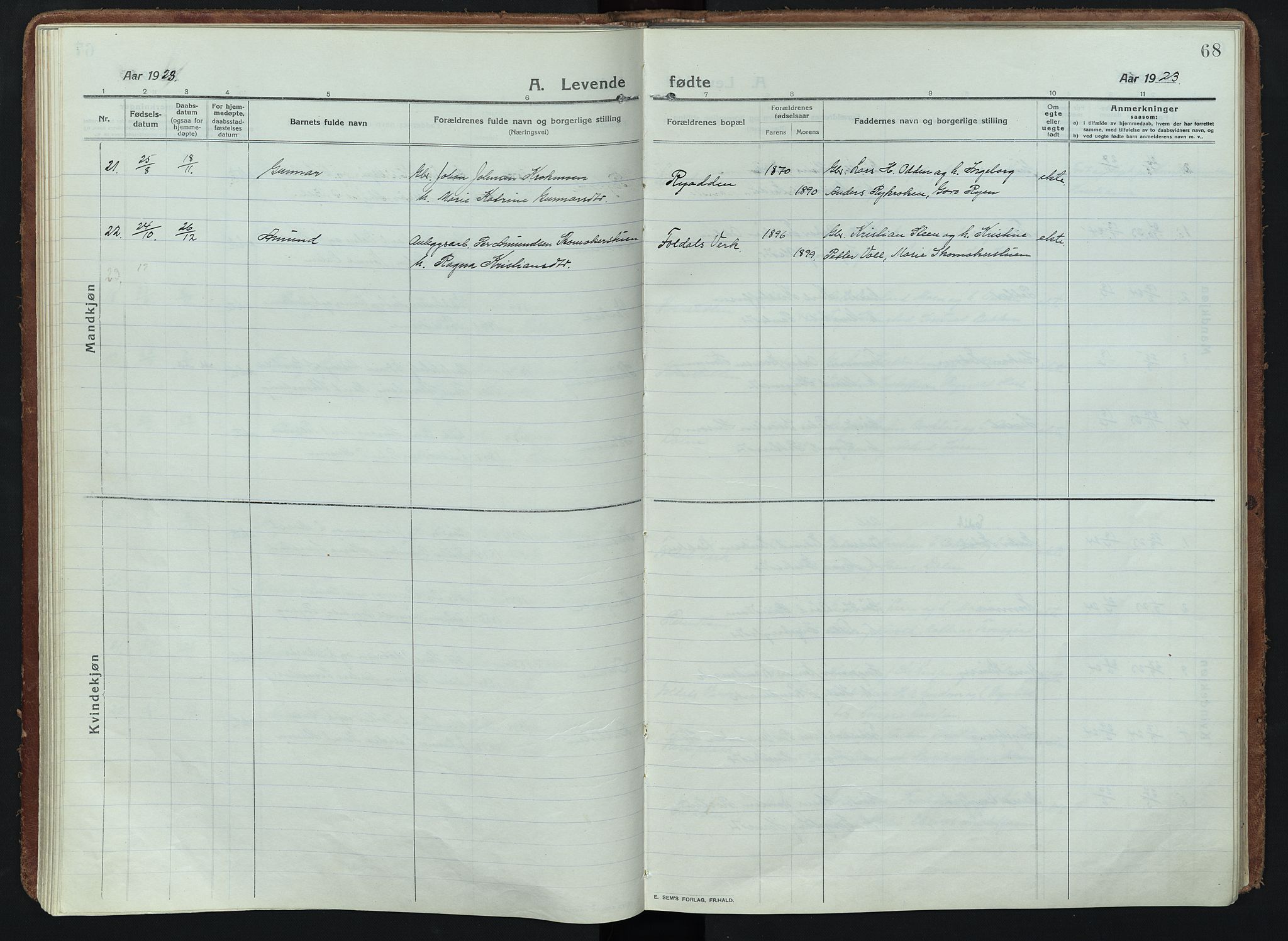 Alvdal prestekontor, AV/SAH-PREST-060/H/Ha/Haa/L0005: Parish register (official) no. 5, 1913-1930, p. 68