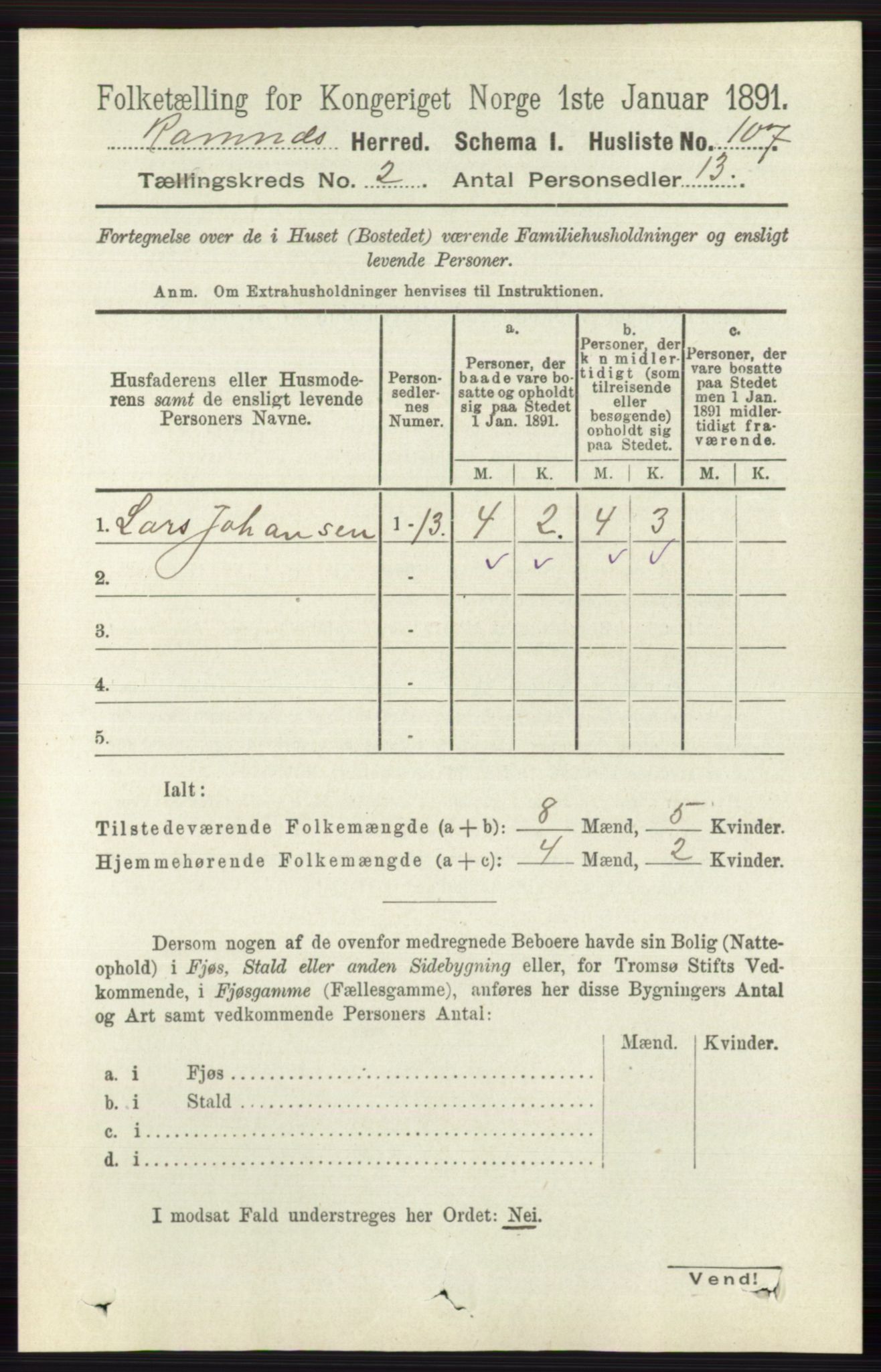 RA, 1891 census for 0718 Ramnes, 1891, p. 561