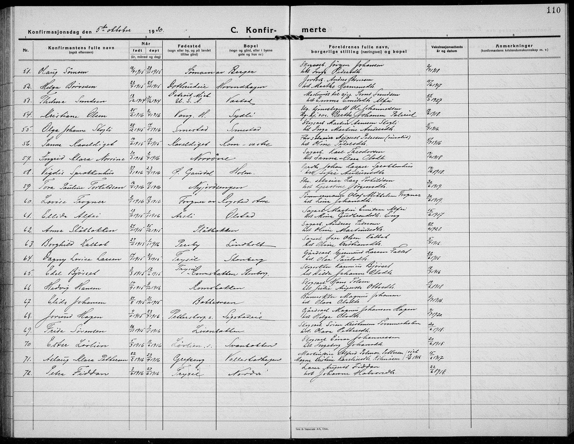 Løten prestekontor, AV/SAH-PREST-022/L/La/L0009: Parish register (copy) no. 9, 1930-1939, p. 110