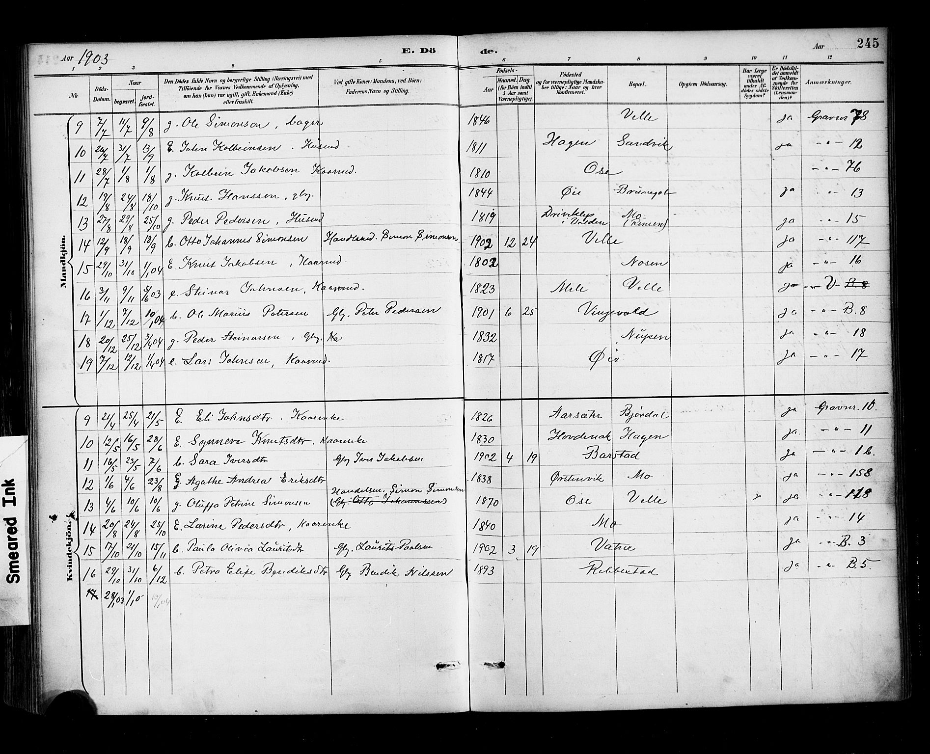 Ministerialprotokoller, klokkerbøker og fødselsregistre - Møre og Romsdal, AV/SAT-A-1454/513/L0177: Parish register (official) no. 513A04, 1890-1906, p. 245