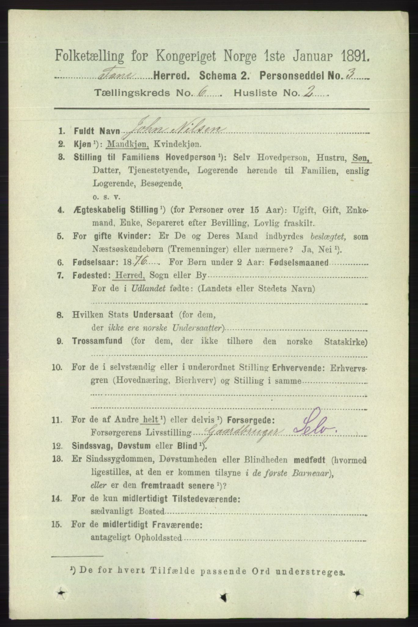 RA, 1891 census for 1249 Fana, 1891, p. 2570