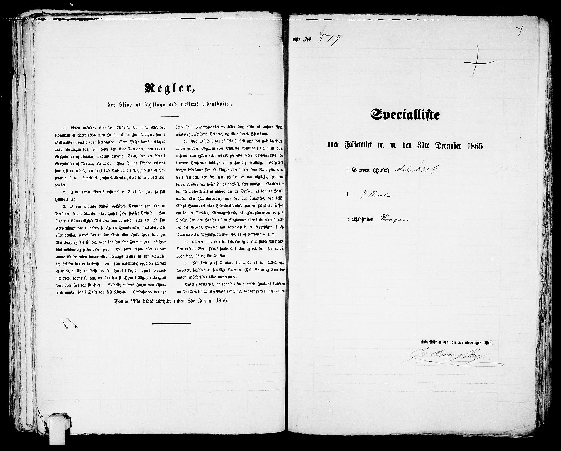 RA, 1865 census for Kragerø/Kragerø, 1865, p. 1054