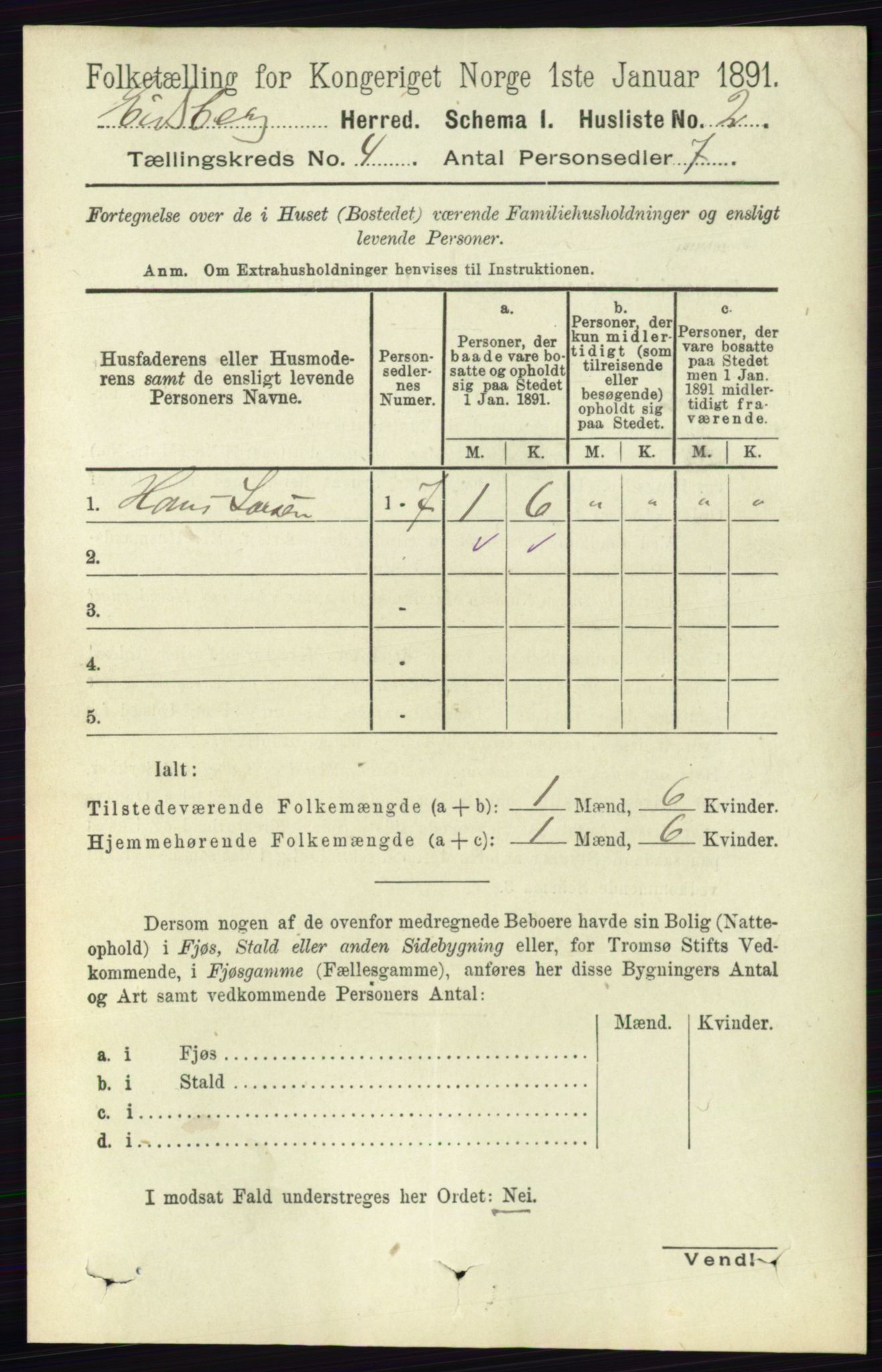 RA, 1891 census for 0125 Eidsberg, 1891, p. 2272