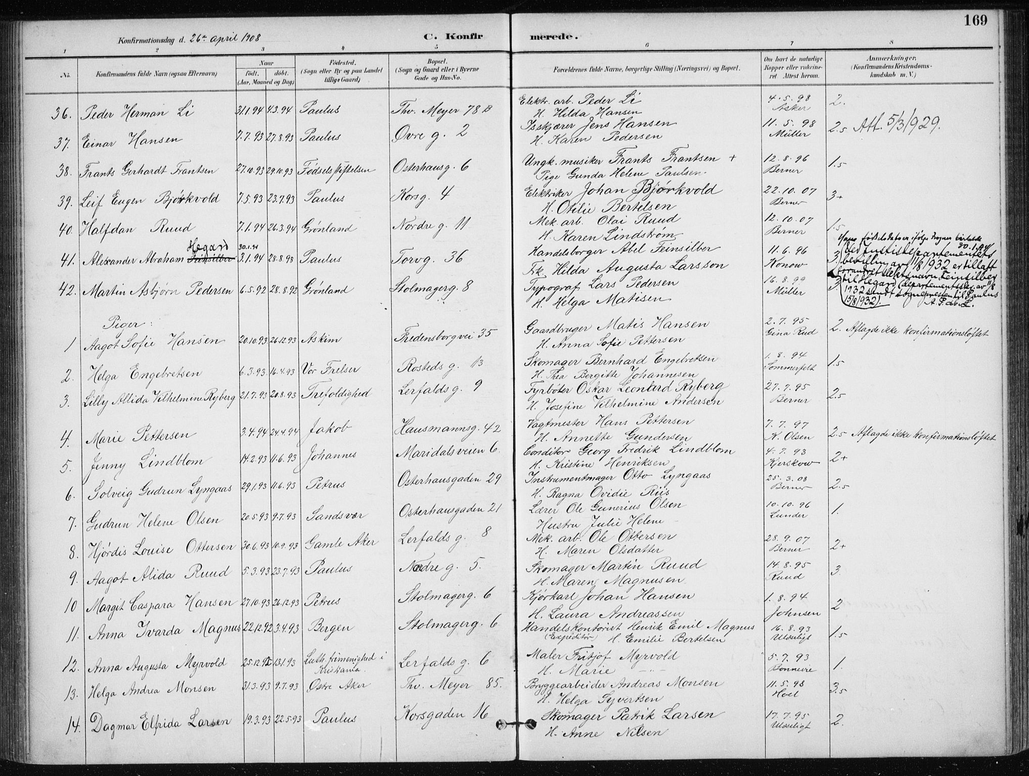 Jakob prestekontor Kirkebøker, SAO/A-10850/F/Fa/L0008: Parish register (official) no. 8, 1892-1924, p. 169