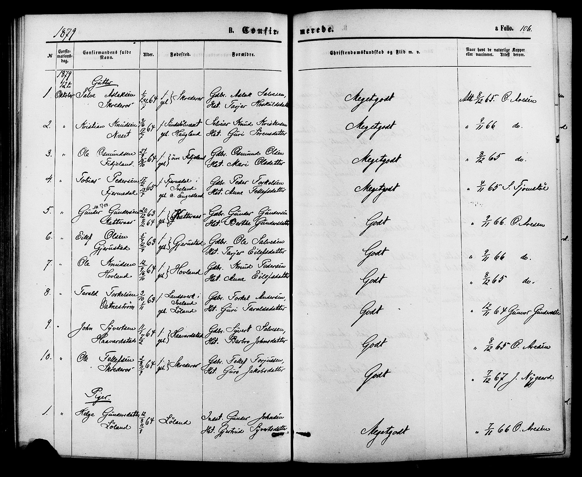 Herefoss sokneprestkontor, AV/SAK-1111-0019/F/Fa/Fab/L0003: Parish register (official) no. A 3, 1875-1886, p. 106