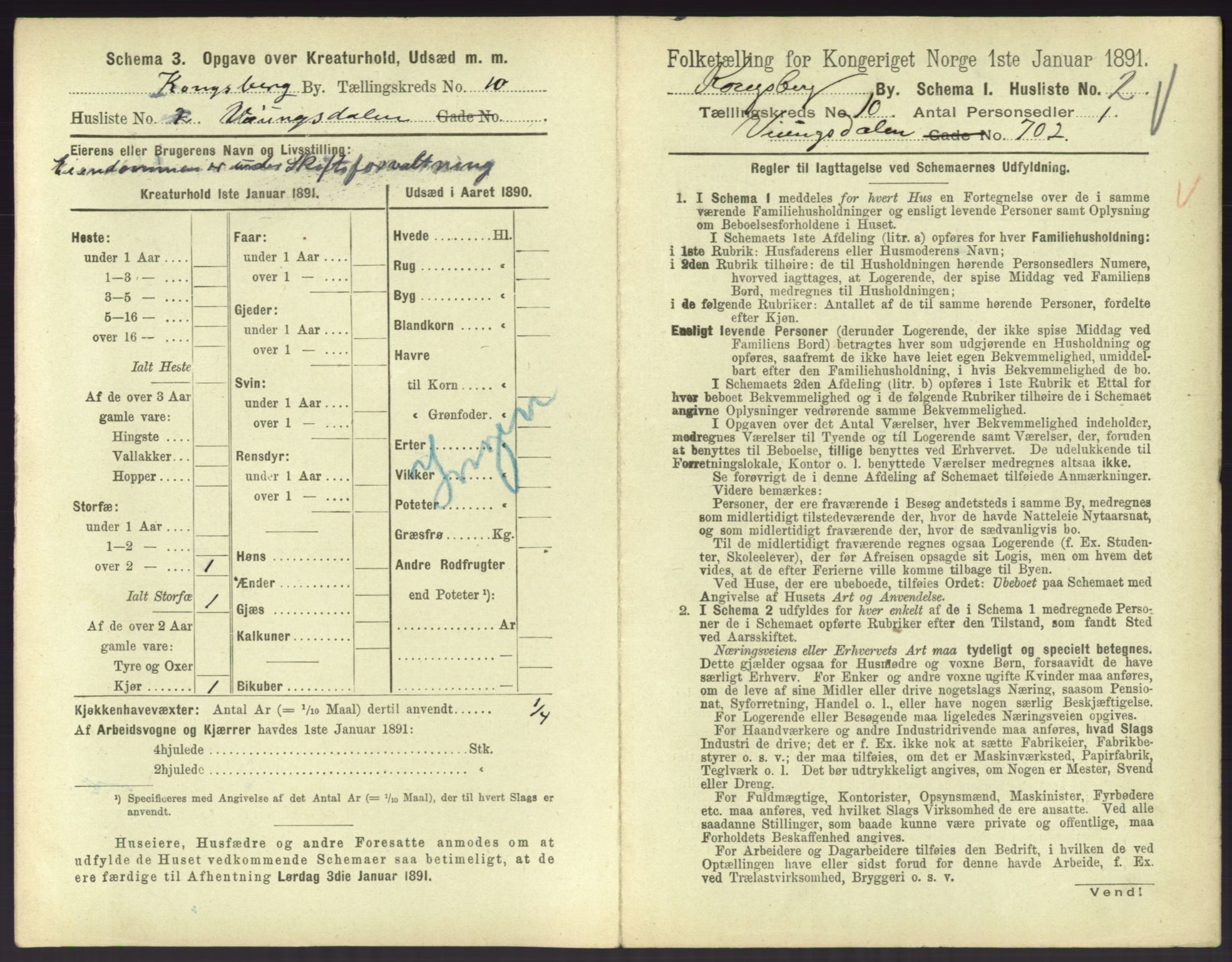 RA, 1891 census for 0604 Kongsberg, 1891, p. 1375