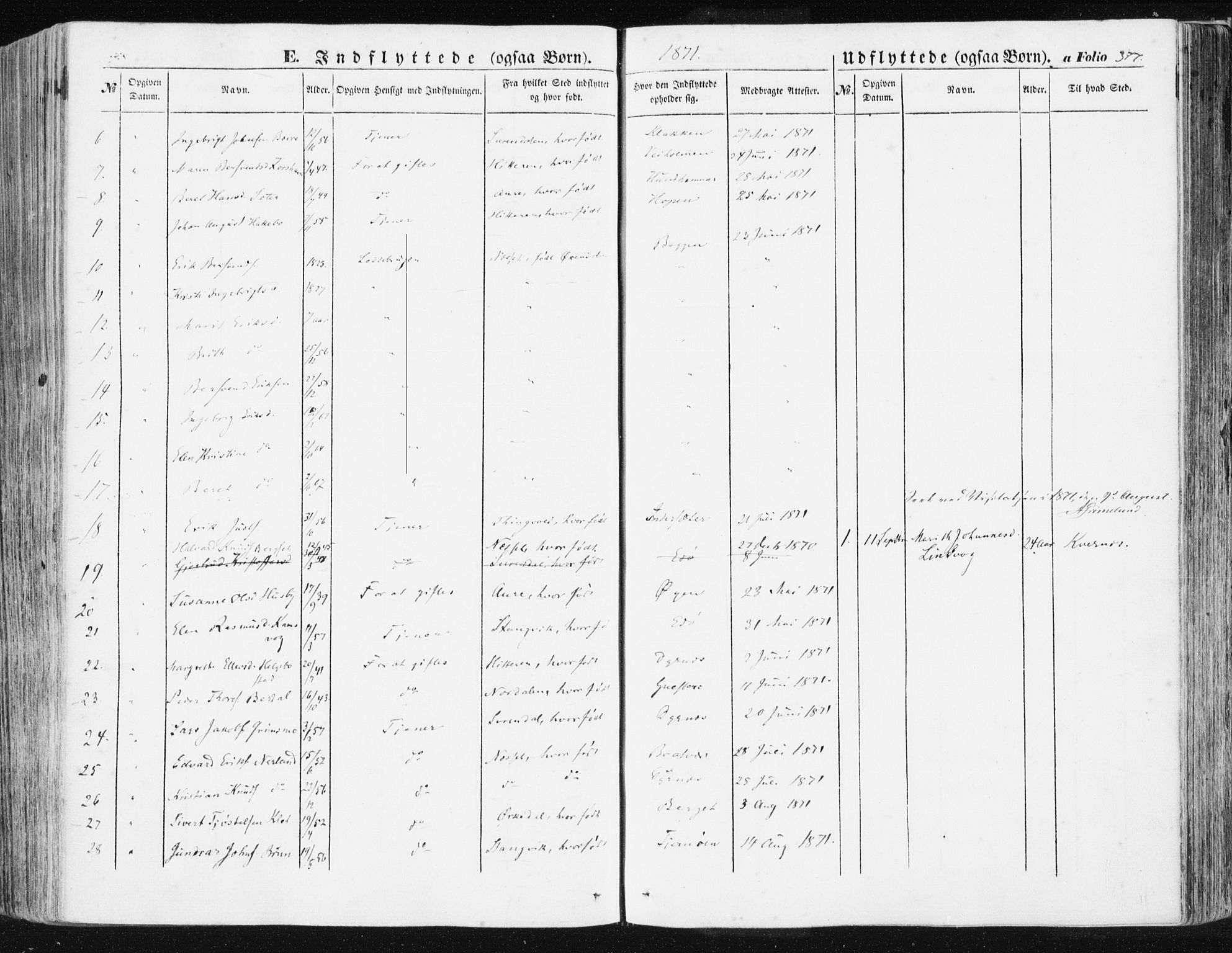 Ministerialprotokoller, klokkerbøker og fødselsregistre - Møre og Romsdal, AV/SAT-A-1454/581/L0937: Parish register (official) no. 581A05, 1853-1872, p. 377