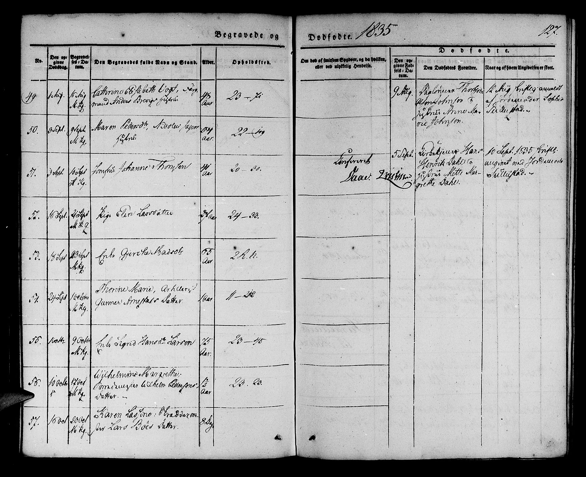 Korskirken sokneprestembete, AV/SAB-A-76101/H/Haa/L0043: Parish register (official) no. E 1, 1834-1848, p. 127