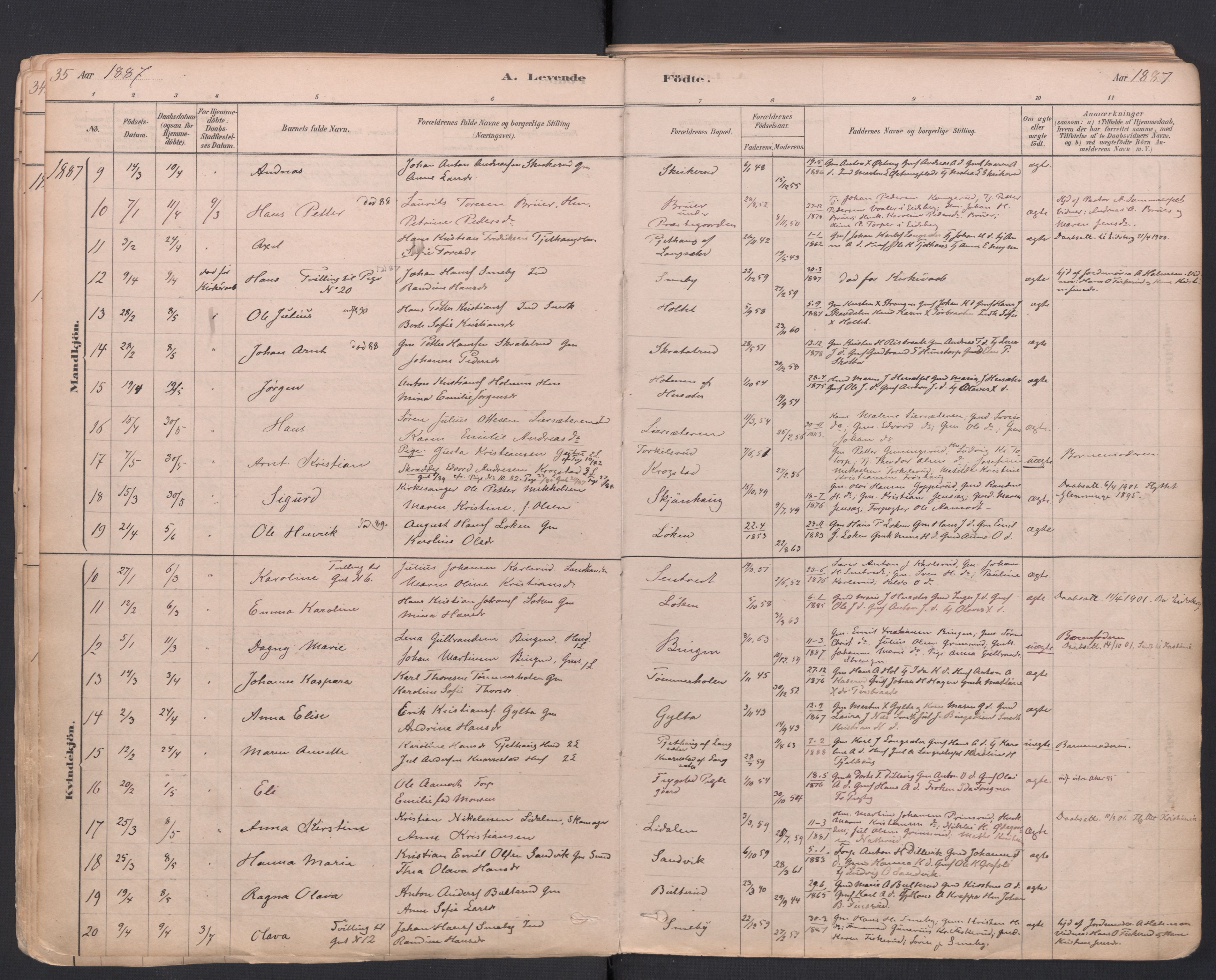 Trøgstad prestekontor Kirkebøker, SAO/A-10925/F/Fa/L0010: Parish register (official) no. I 10, 1878-1898, p. 35