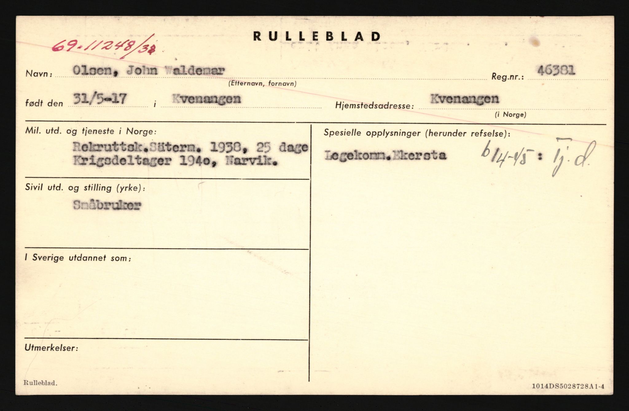 Forsvaret, Troms infanteriregiment nr. 16, AV/RA-RAFA-3146/P/Pa/L0022: Rulleblad for regimentets menige mannskaper, årsklasse 1938, 1938, p. 1235