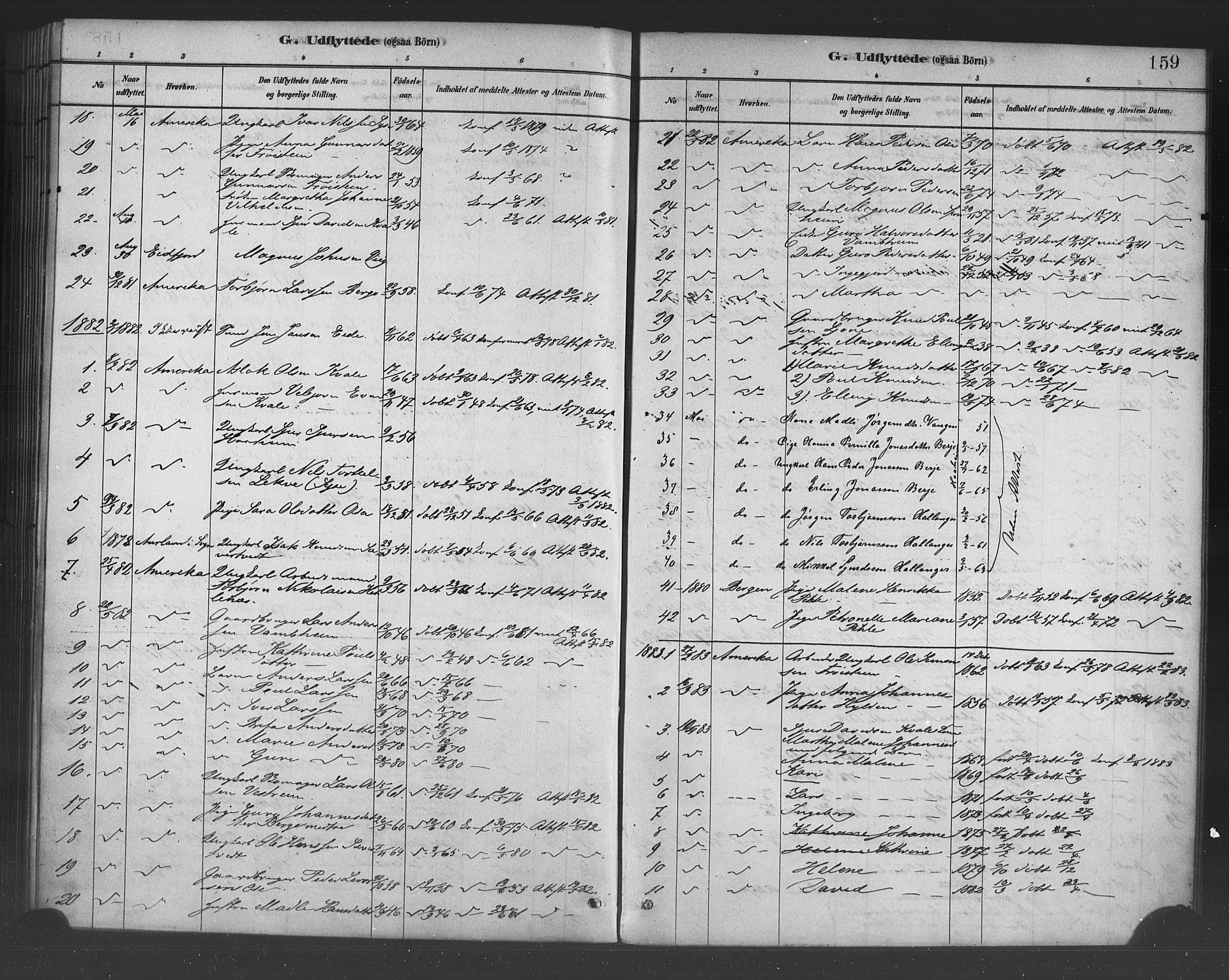 Ulvik sokneprestembete, SAB/A-78801/H/Haa: Parish register (official) no. B 1, 1878-1897, p. 159