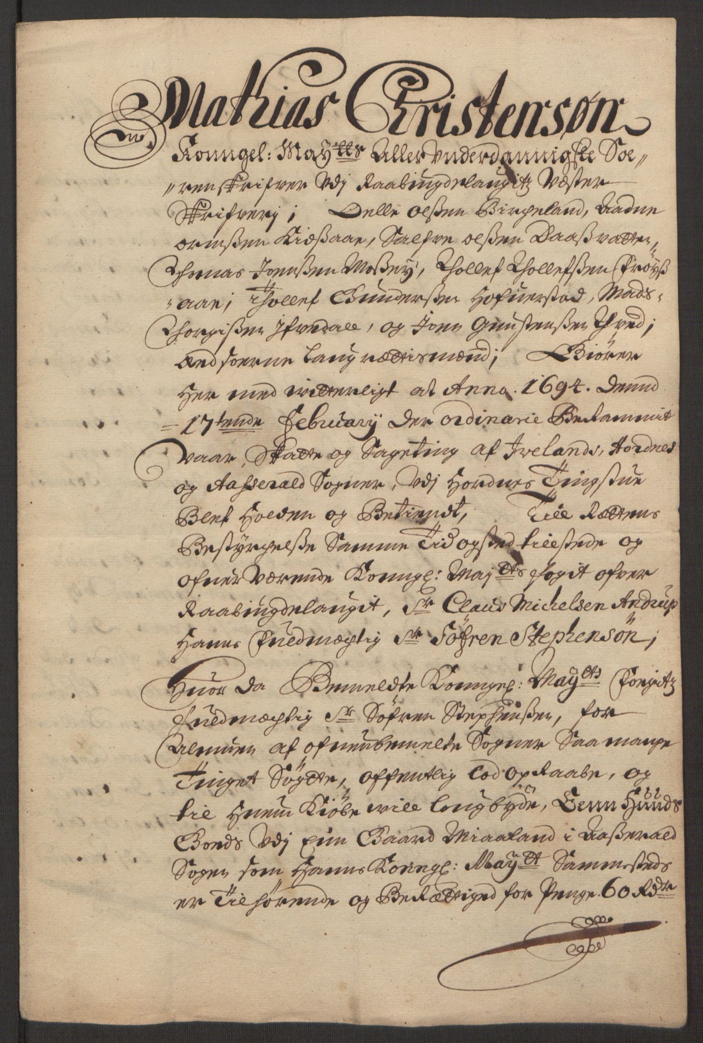 Rentekammeret inntil 1814, Reviderte regnskaper, Fogderegnskap, AV/RA-EA-4092/R40/L2444: Fogderegnskap Råbyggelag, 1693-1696, p. 195