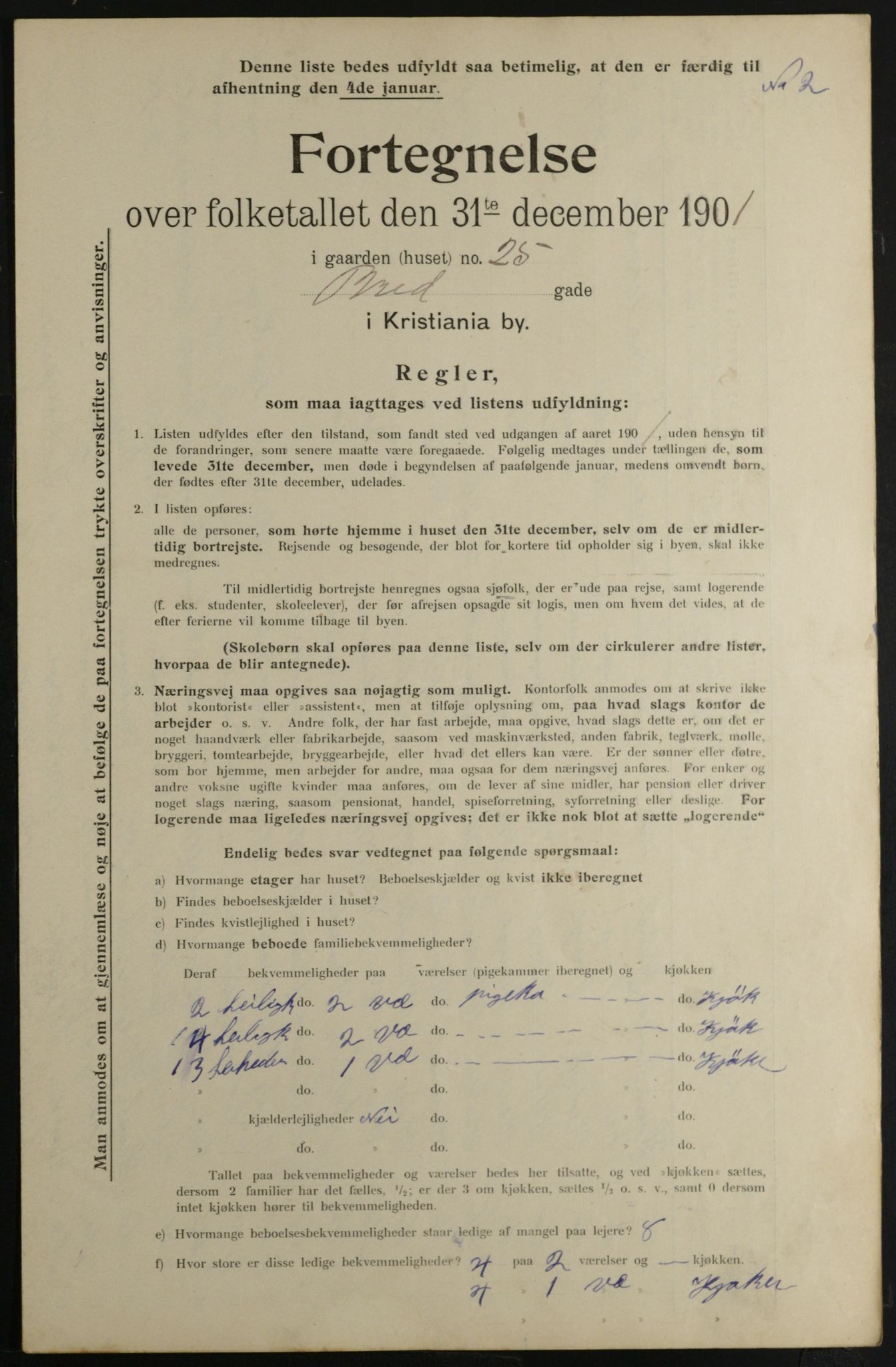 OBA, Municipal Census 1901 for Kristiania, 1901, p. 1414