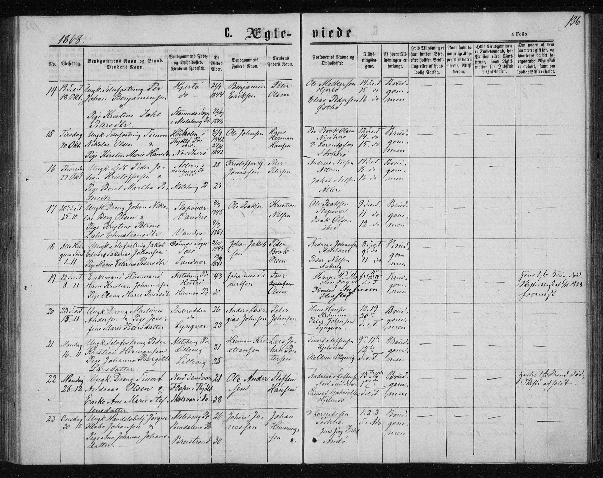 Ministerialprotokoller, klokkerbøker og fødselsregistre - Nordland, SAT/A-1459/834/L0505: Parish register (official) no. 834A03, 1862-1871, p. 136