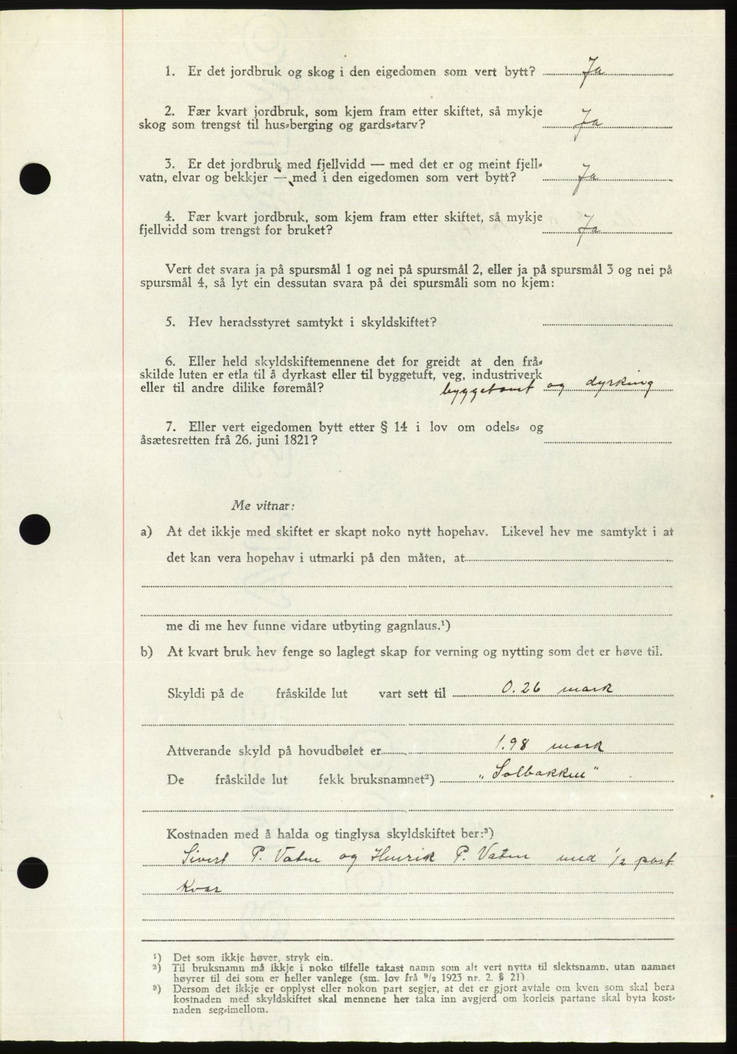 Søre Sunnmøre sorenskriveri, AV/SAT-A-4122/1/2/2C/L0081: Mortgage book no. 7A, 1947-1948, Diary no: : 1488/1947