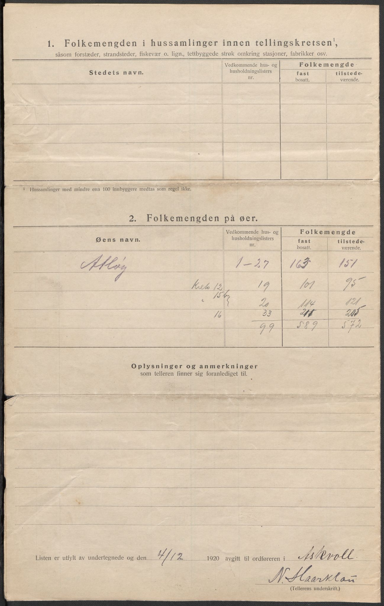 SAB, 1920 census for Askvoll, 1920, p. 49