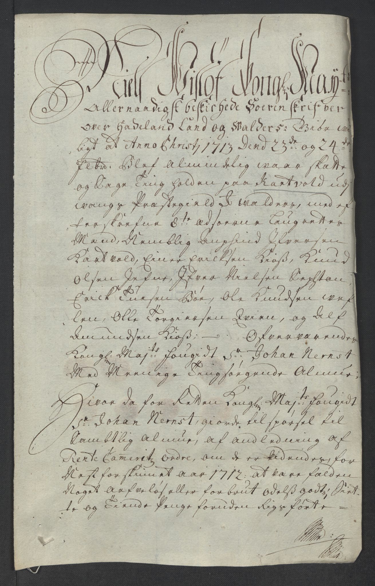 Rentekammeret inntil 1814, Reviderte regnskaper, Fogderegnskap, RA/EA-4092/R18/L1309: Fogderegnskap Hadeland, Toten og Valdres, 1712, p. 304