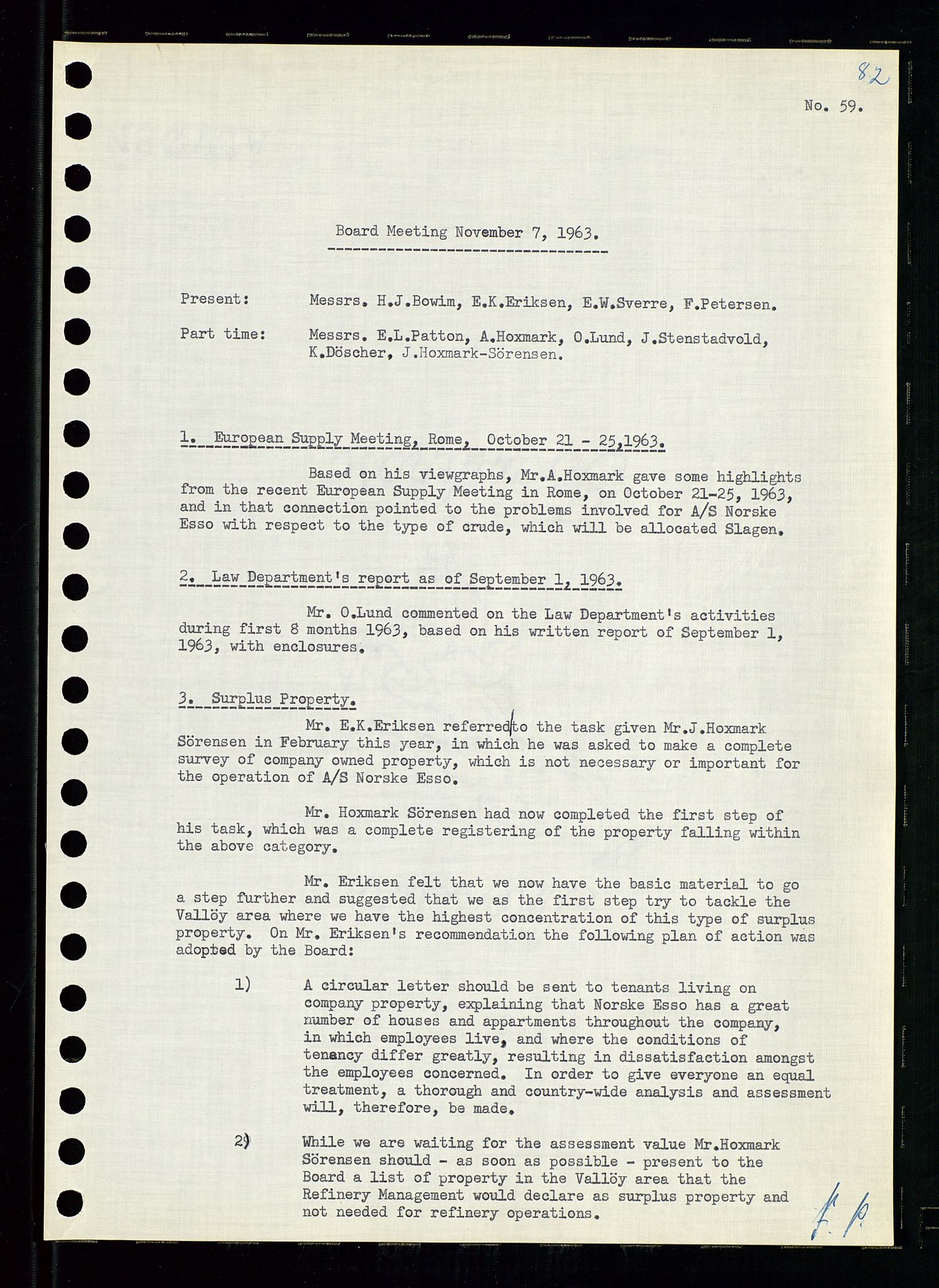 Pa 0982 - Esso Norge A/S, AV/SAST-A-100448/A/Aa/L0001/0004: Den administrerende direksjon Board minutes (styrereferater) / Den administrerende direksjon Board minutes (styrereferater), 1963-1964, p. 179