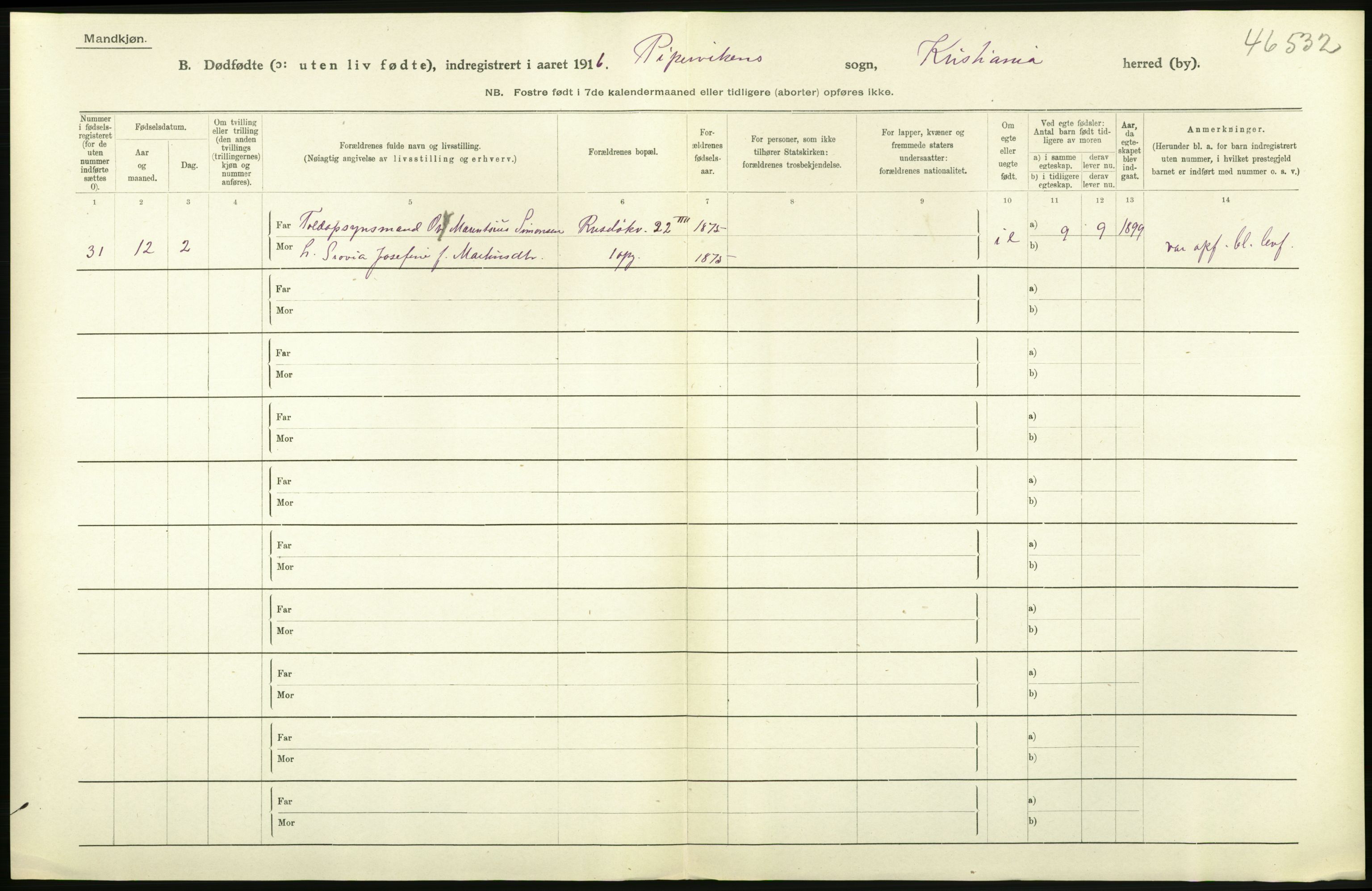 Statistisk sentralbyrå, Sosiodemografiske emner, Befolkning, RA/S-2228/D/Df/Dfb/Dfbf/L0010: Kristiania: Døde, dødfødte., 1916, p. 636