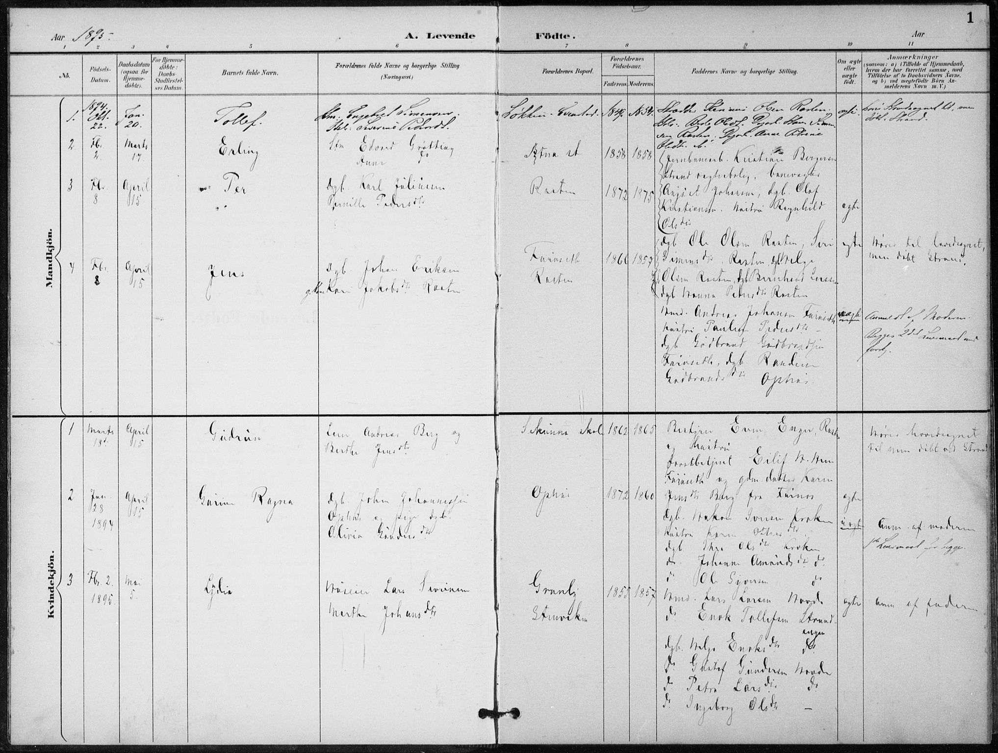 Stor-Elvdal prestekontor, SAH/PREST-052/H/Ha/Hab/L0004: Parish register (copy) no. 4, 1895-1938, p. 1