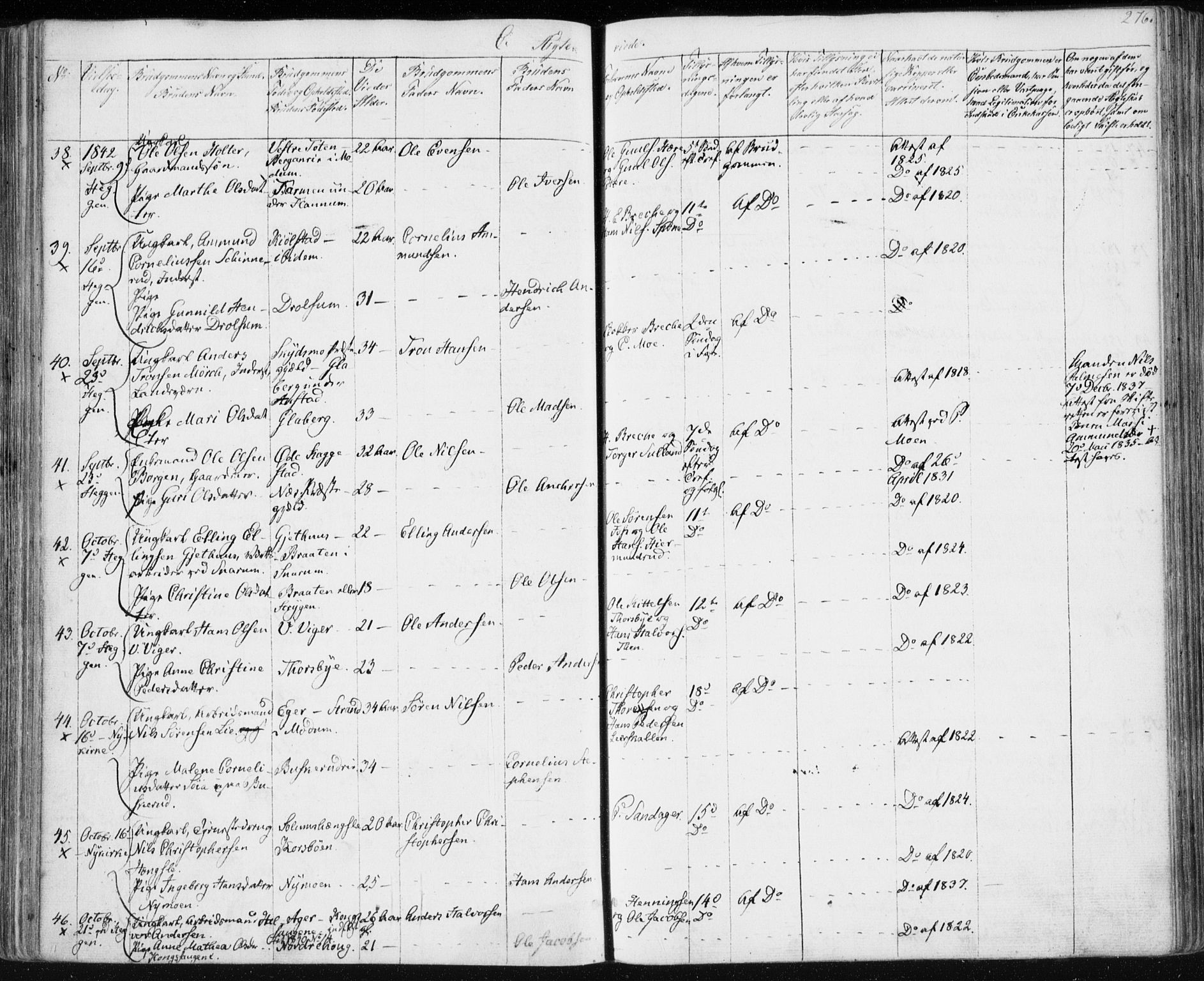 Modum kirkebøker, SAKO/A-234/F/Fa/L0007: Parish register (official) no. 7, 1841-1850, p. 276